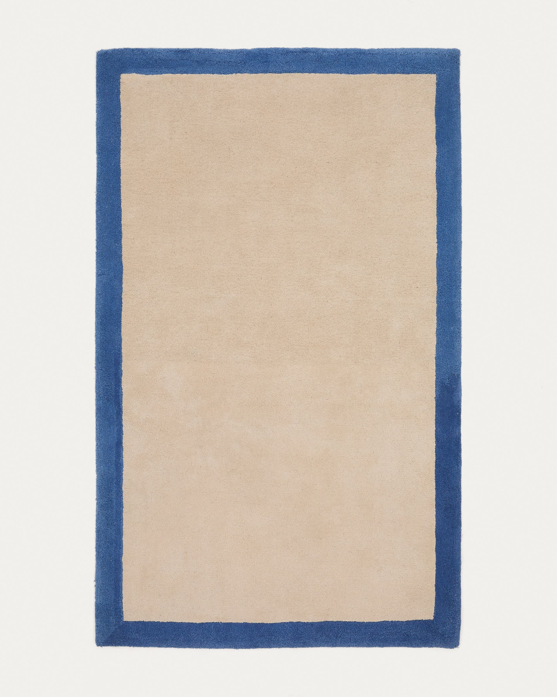 Nalim beige and blue, 100% cotton rug, 90 x 150 cm.