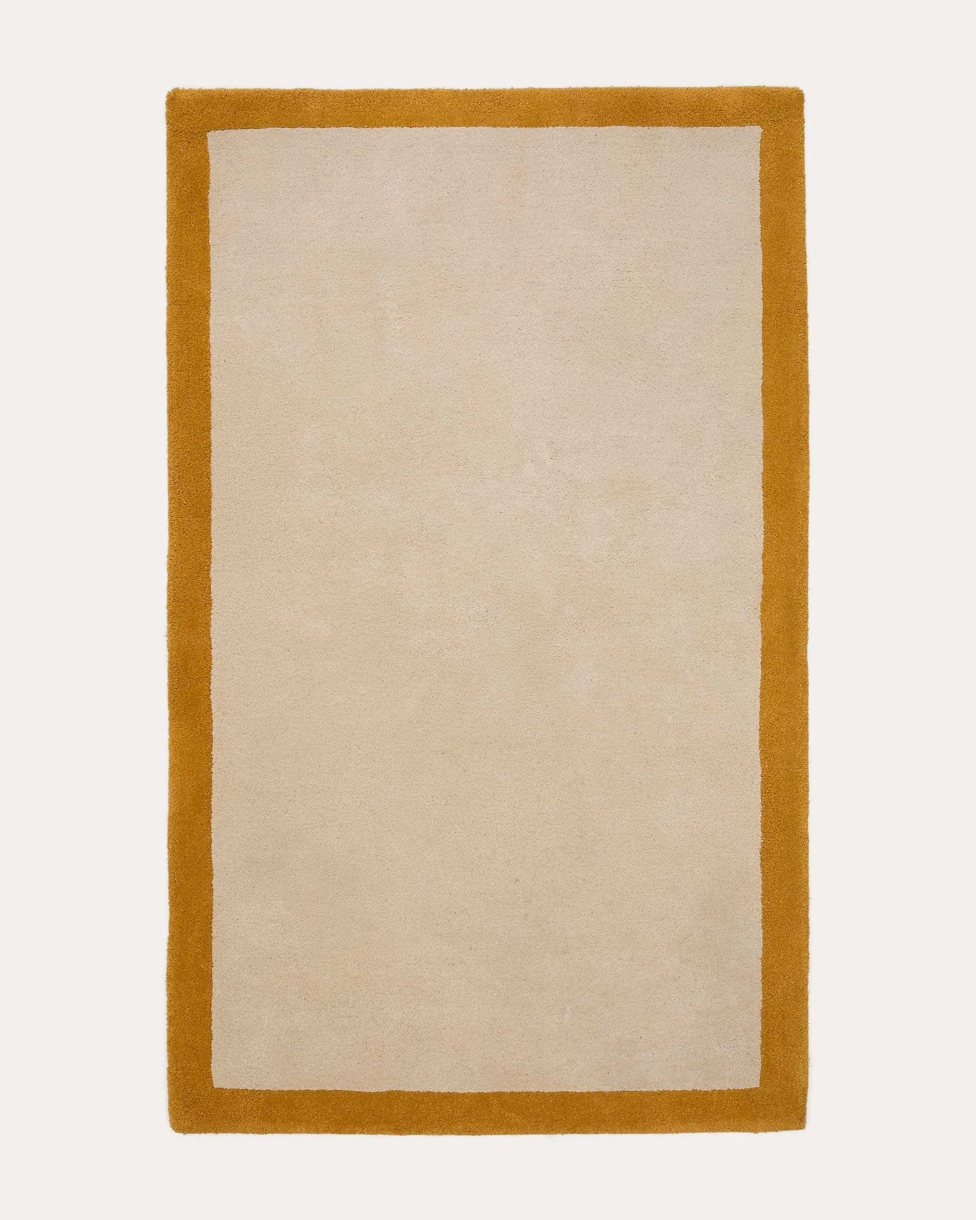 Nalim beige and mustard 100% cotton rug, 90 x 150 cm.