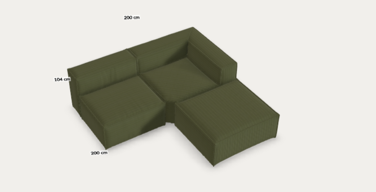 Vécsey Áron - Egyedi Blok kanapé, 200x200, Lincoln Dark Green