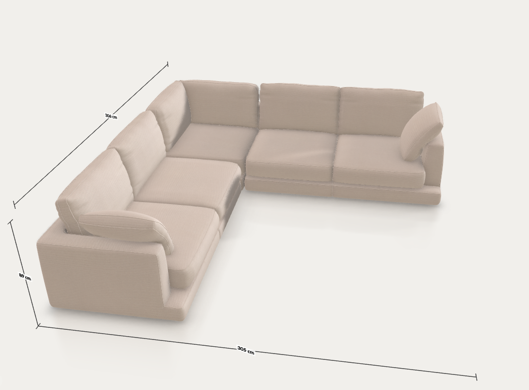Egyedi Gala sarokkanapé 300 x 300 - Drom Ecru (MTK000DR39)
