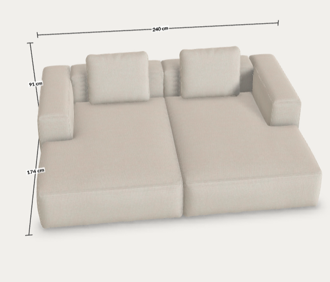 Boér A.-Egyedi Blok kanapé liberty beige szövettel 240x174 cm