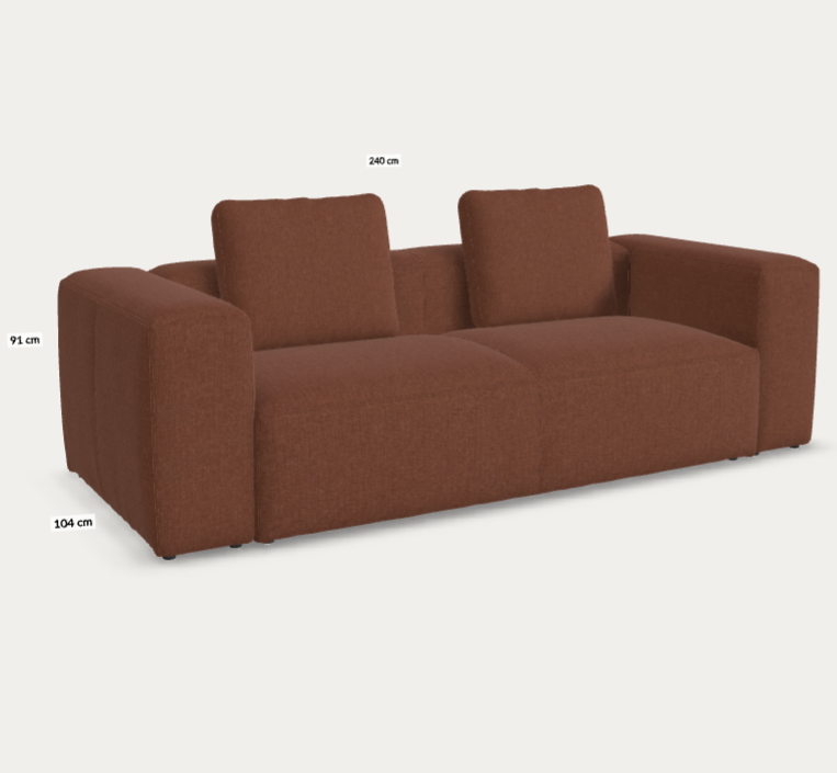 Hajdu M.-egyedi Blok kanapé Liberty terracotta 240cm