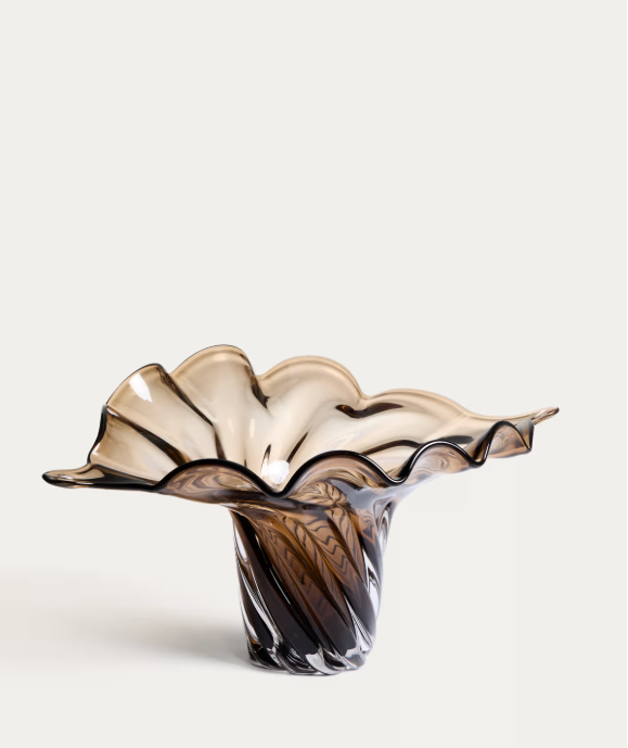 Lurea centrepiece in dark brown glass 57 x 37 cm