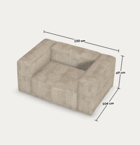 Varga Sándor - Egyedi Blok fotel, 150x104 cm, Bergen Beige