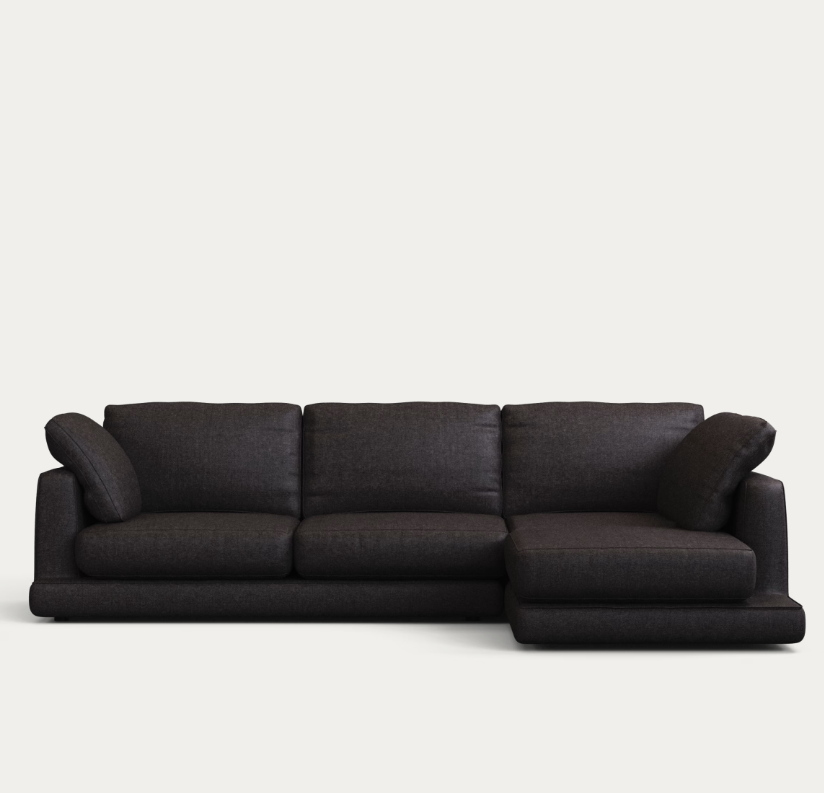Gala 4 seater sofa with right hand chaise longe in personalised fabric - Anima Dark grey