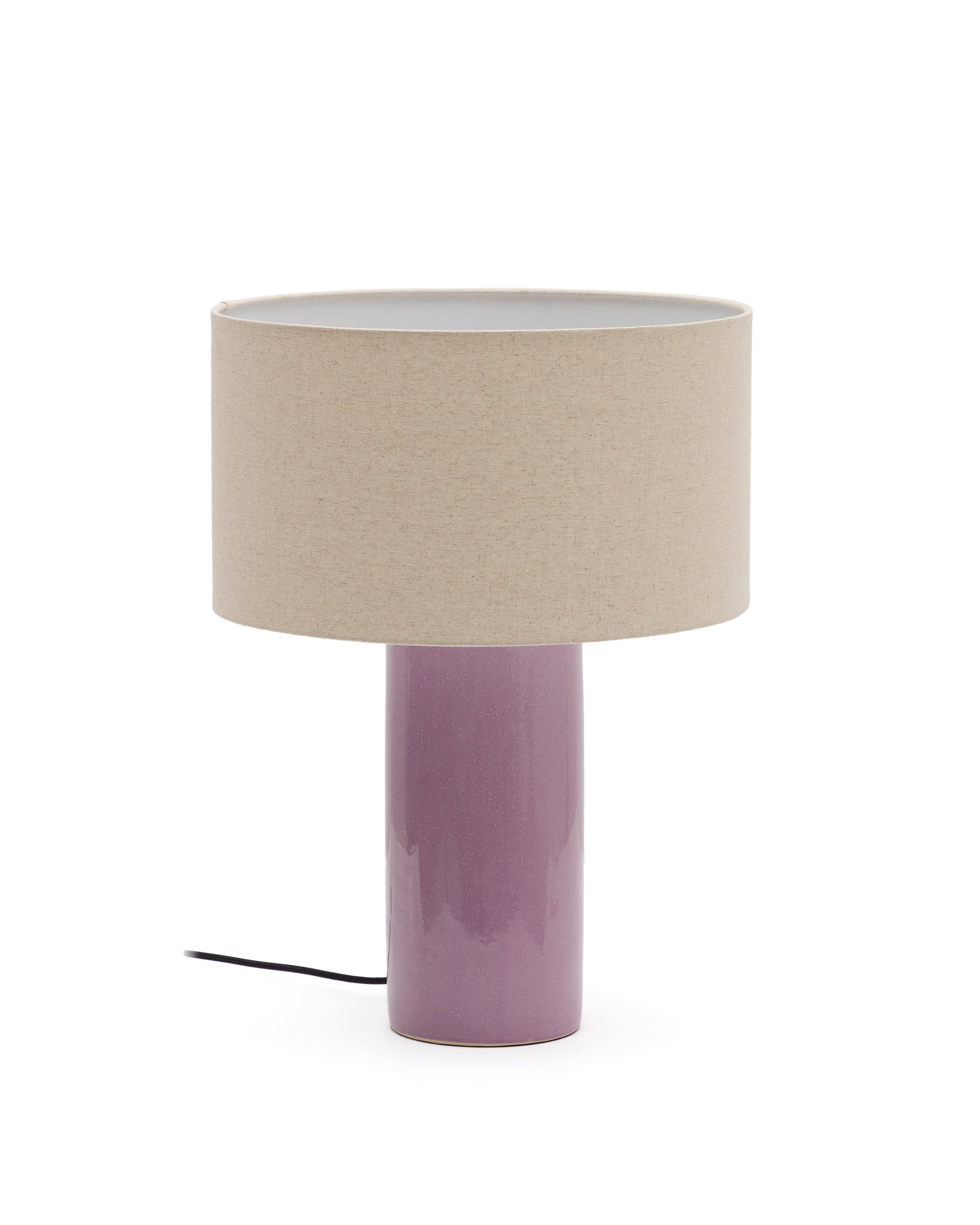 Toneric ceramic table lamp with a lilac finish and cotton - Product Image