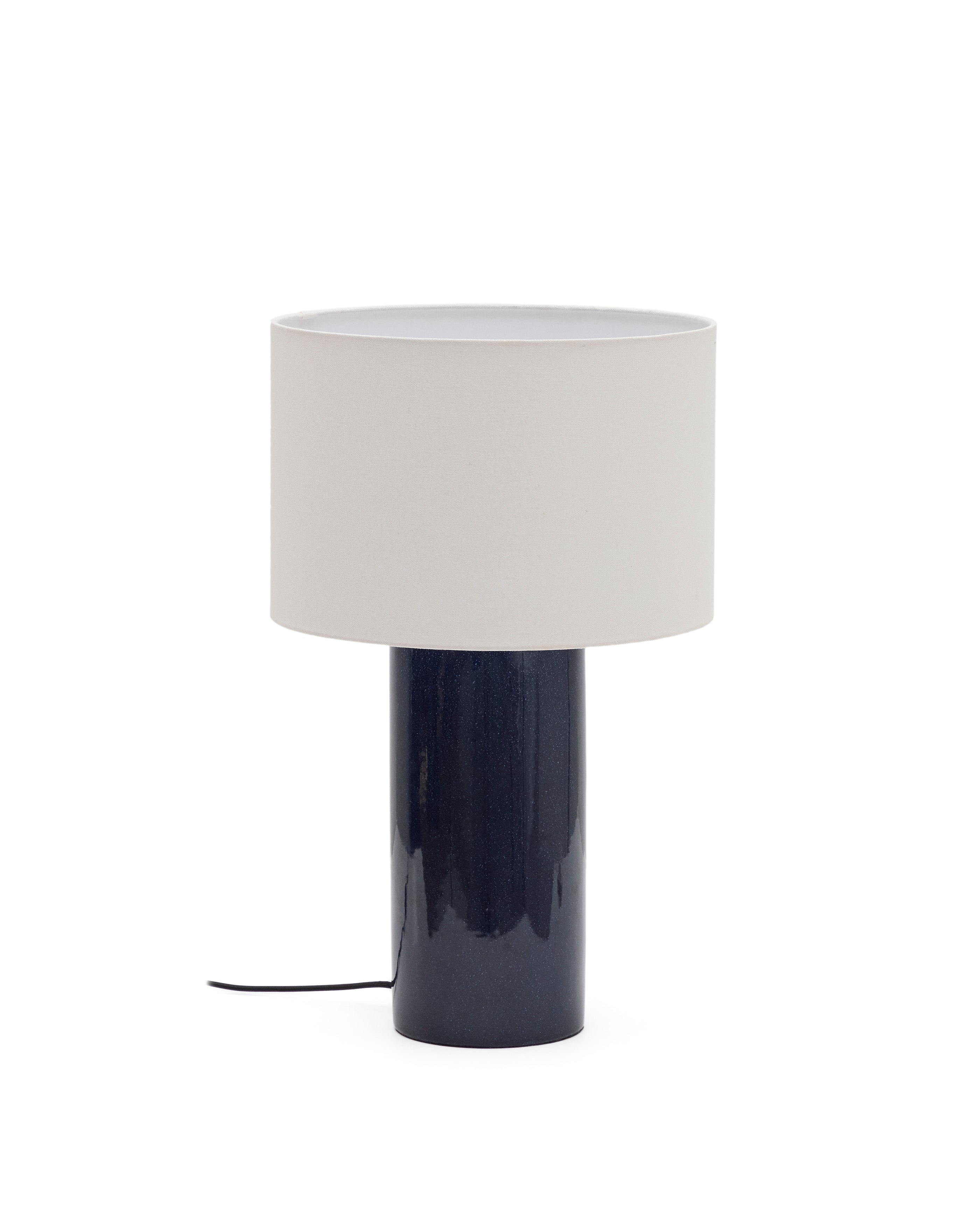 Toneric ceramic table lamp with blue finish and cotton - Product Image