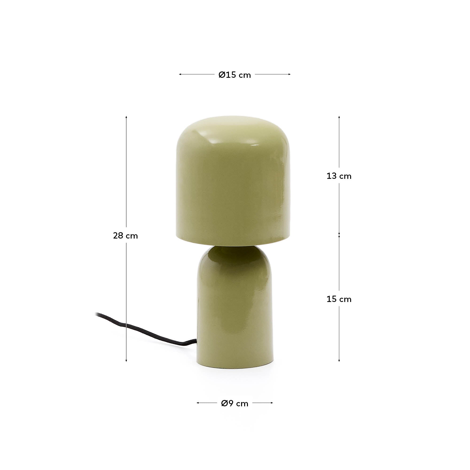 Monze table lamp in light green painted metal - Measurements