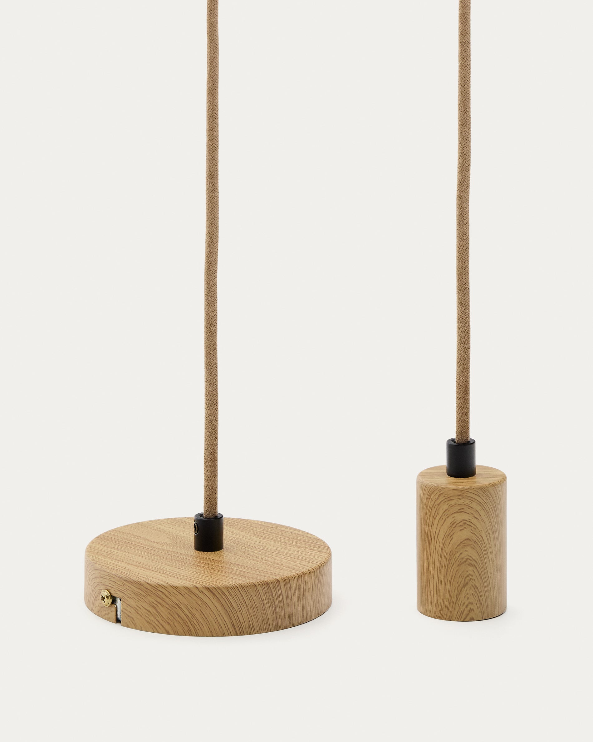 Kaede metal lamp fitting in a wood effect, 150 cm
