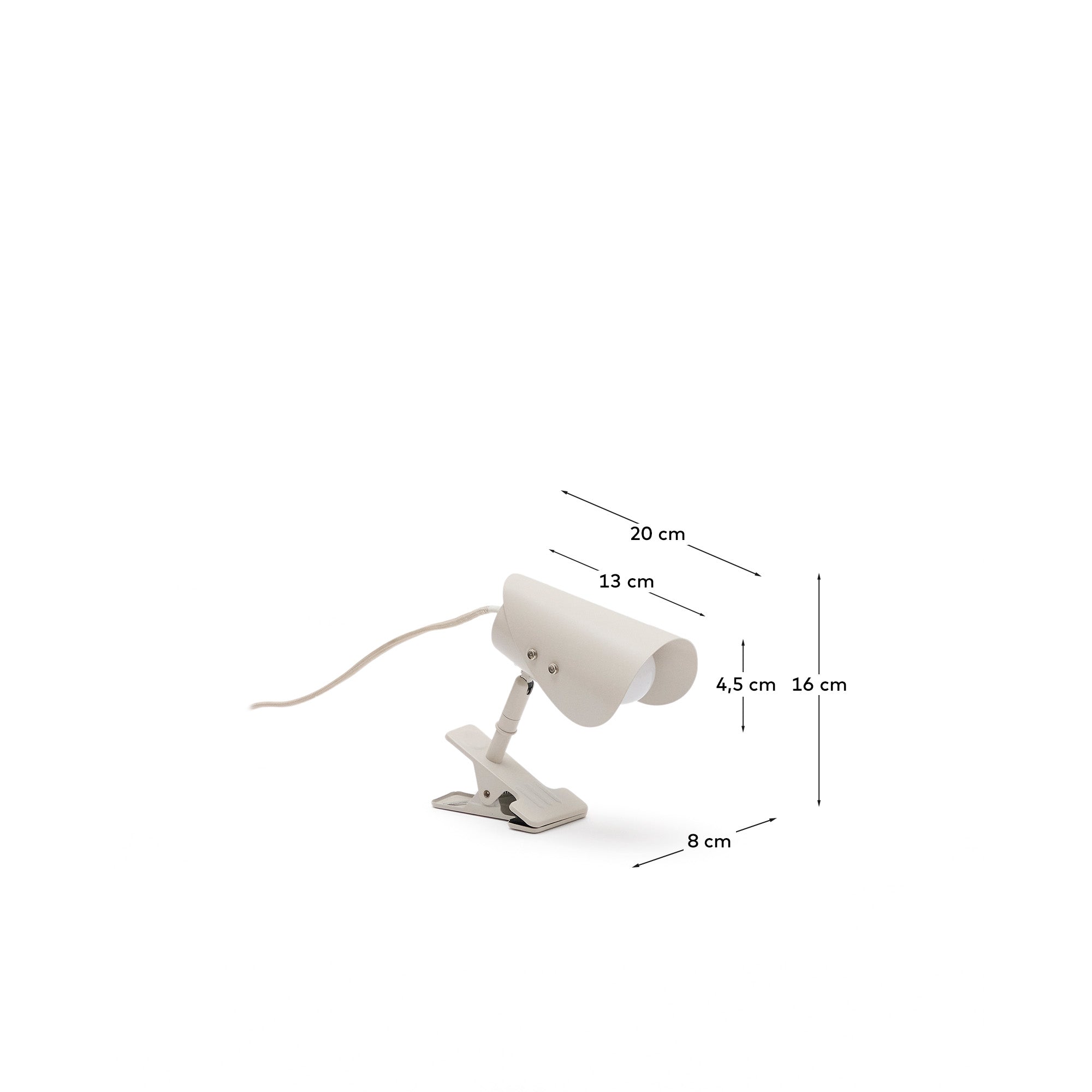 Jula small lamp with clamp in grey metal - Measurements