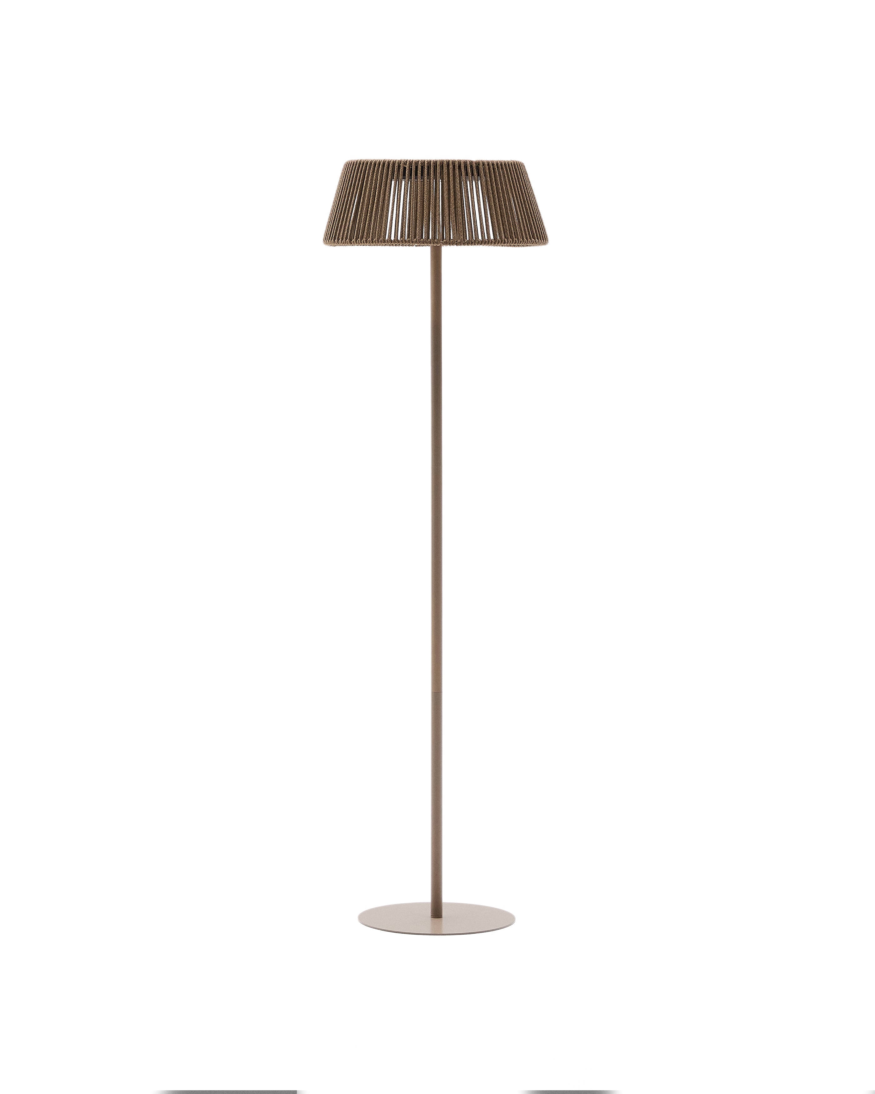 Aldet outdoor solar floor lamp in beige mottled rope cord with beige metal stand Ø46cm - Product Image