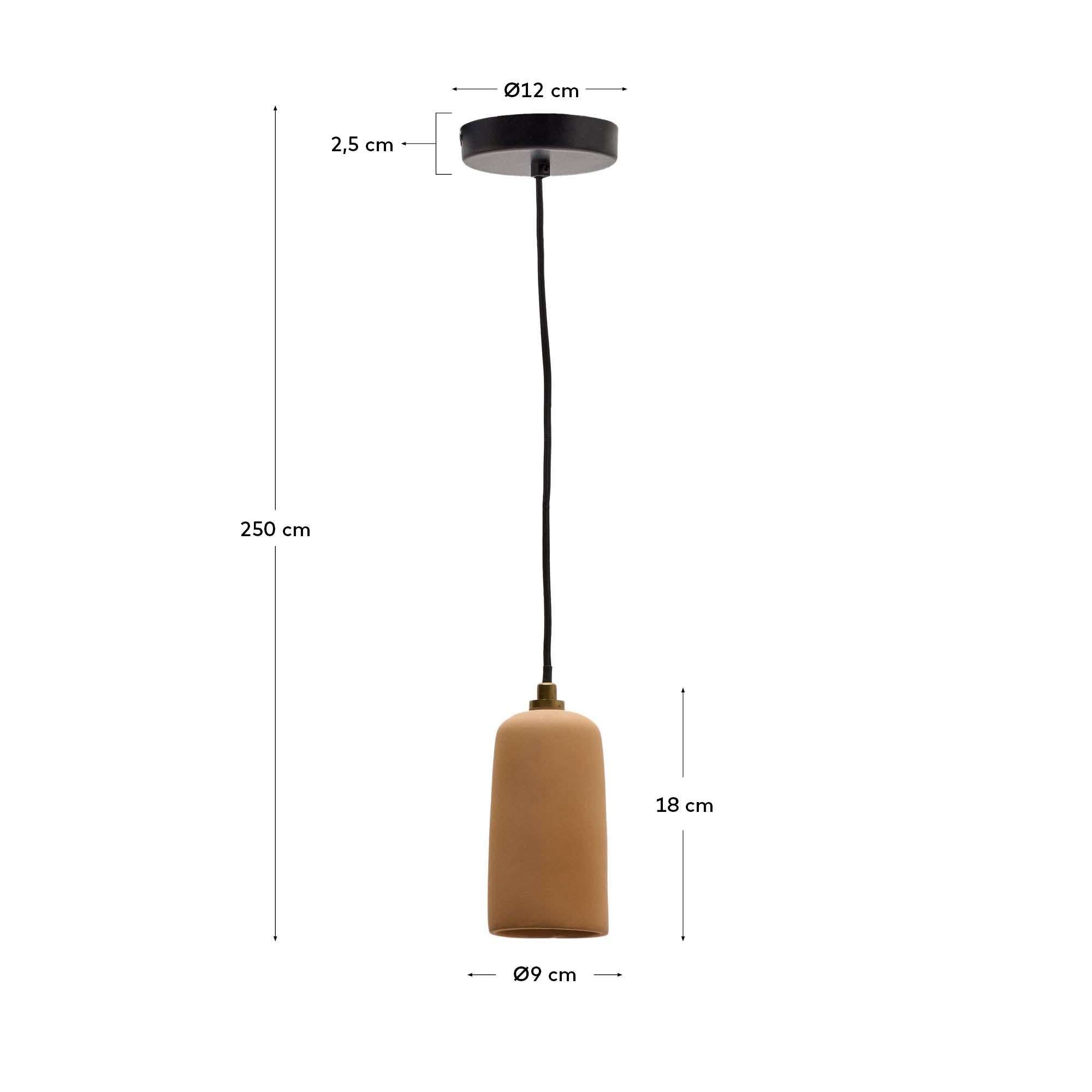Madsen terracotta ceiling lamp Ø8cm - Measurements