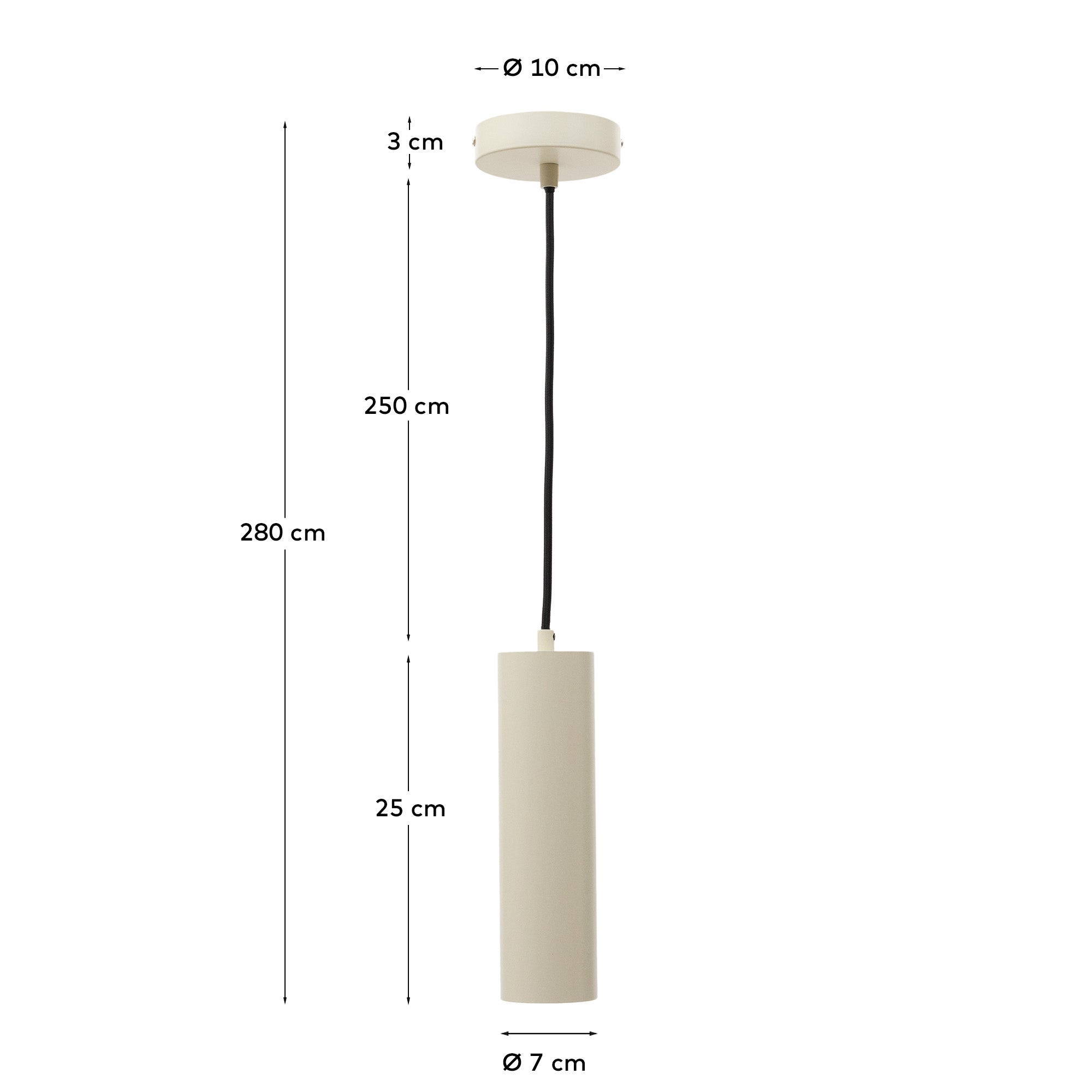 Andia aluminium ceiling lamp with beige painted finish - Measurements