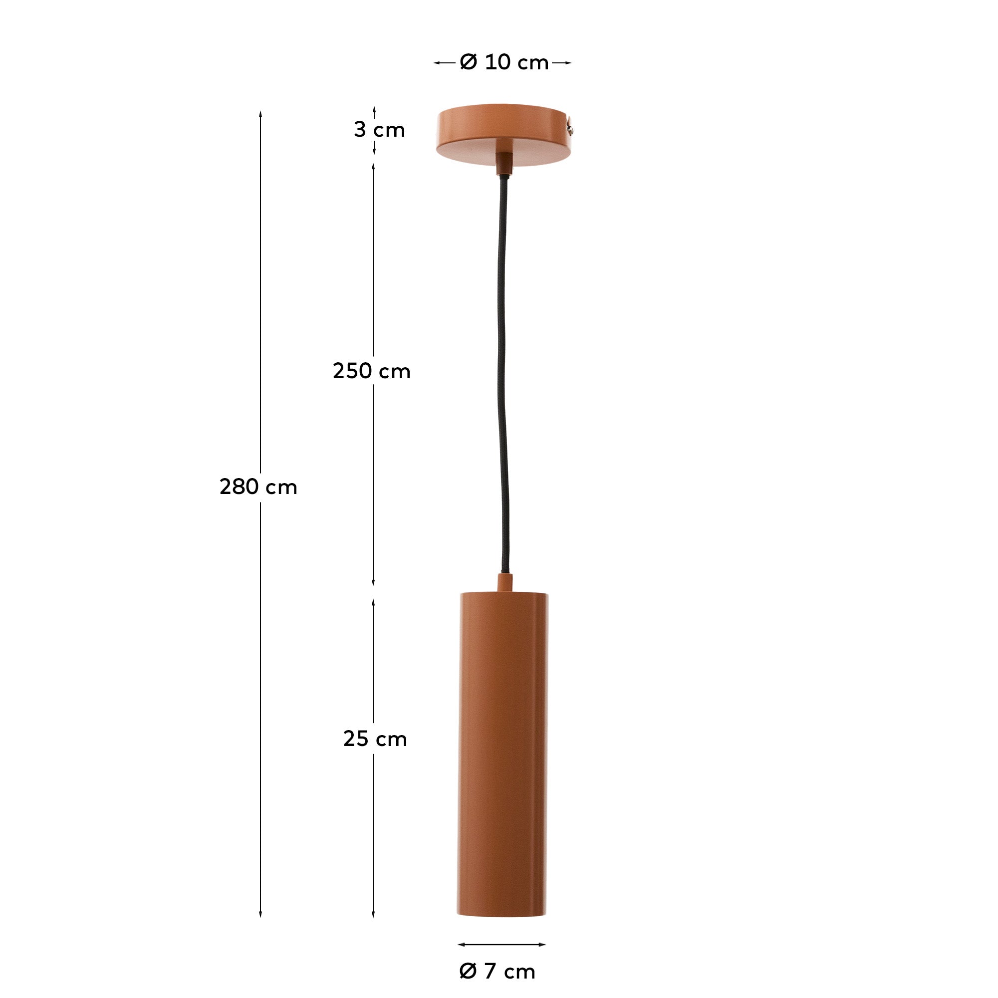 Andia aluminium ceiling lamp with terracotta painted finish - Measurements