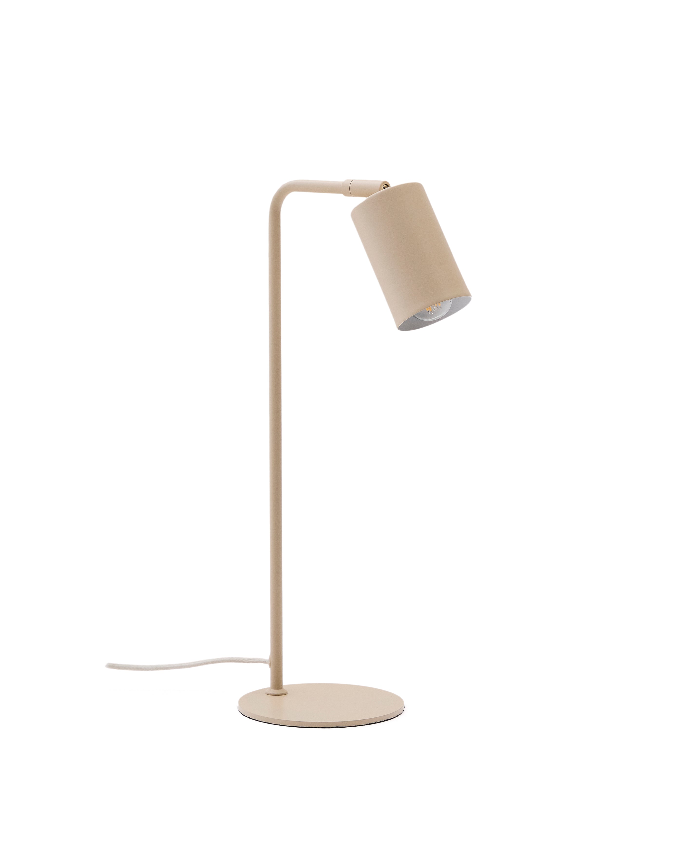 Manie metal desk lamp with beige textured finish - Product Image