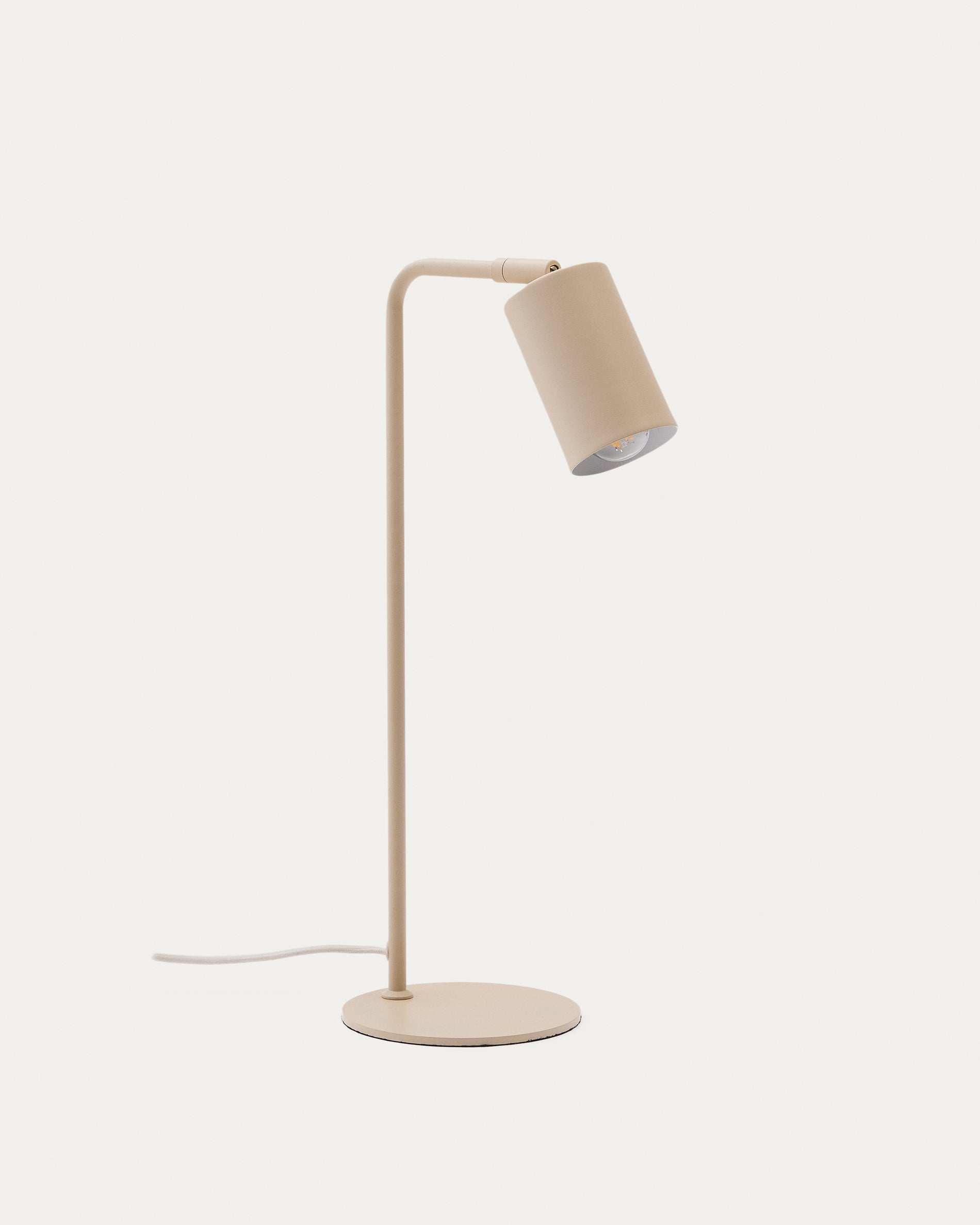 Manie metal desk lamp with beige textured finish - Product View