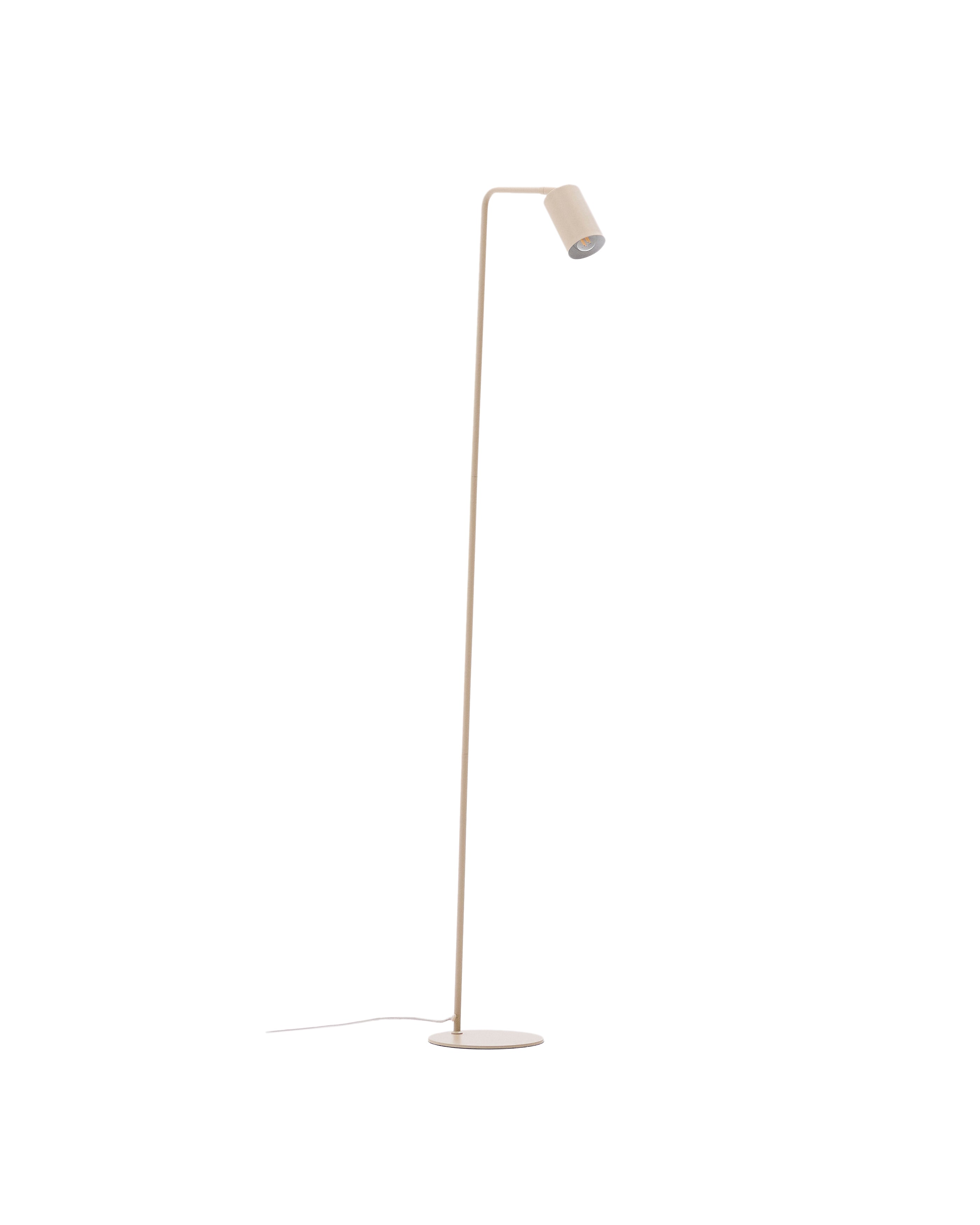 Manie metal floor lamp with beige textured finish - Product Image