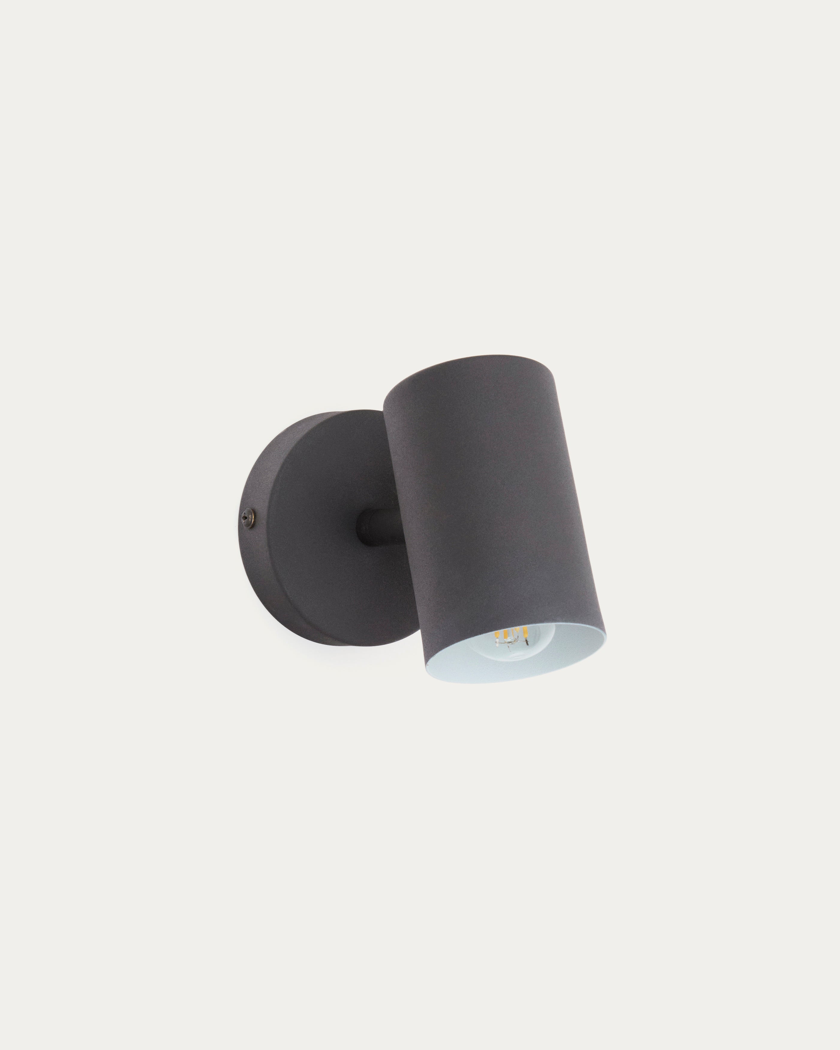 Manie metal wall-mounted light fixture with black cast-iron-effect finish - Product View
