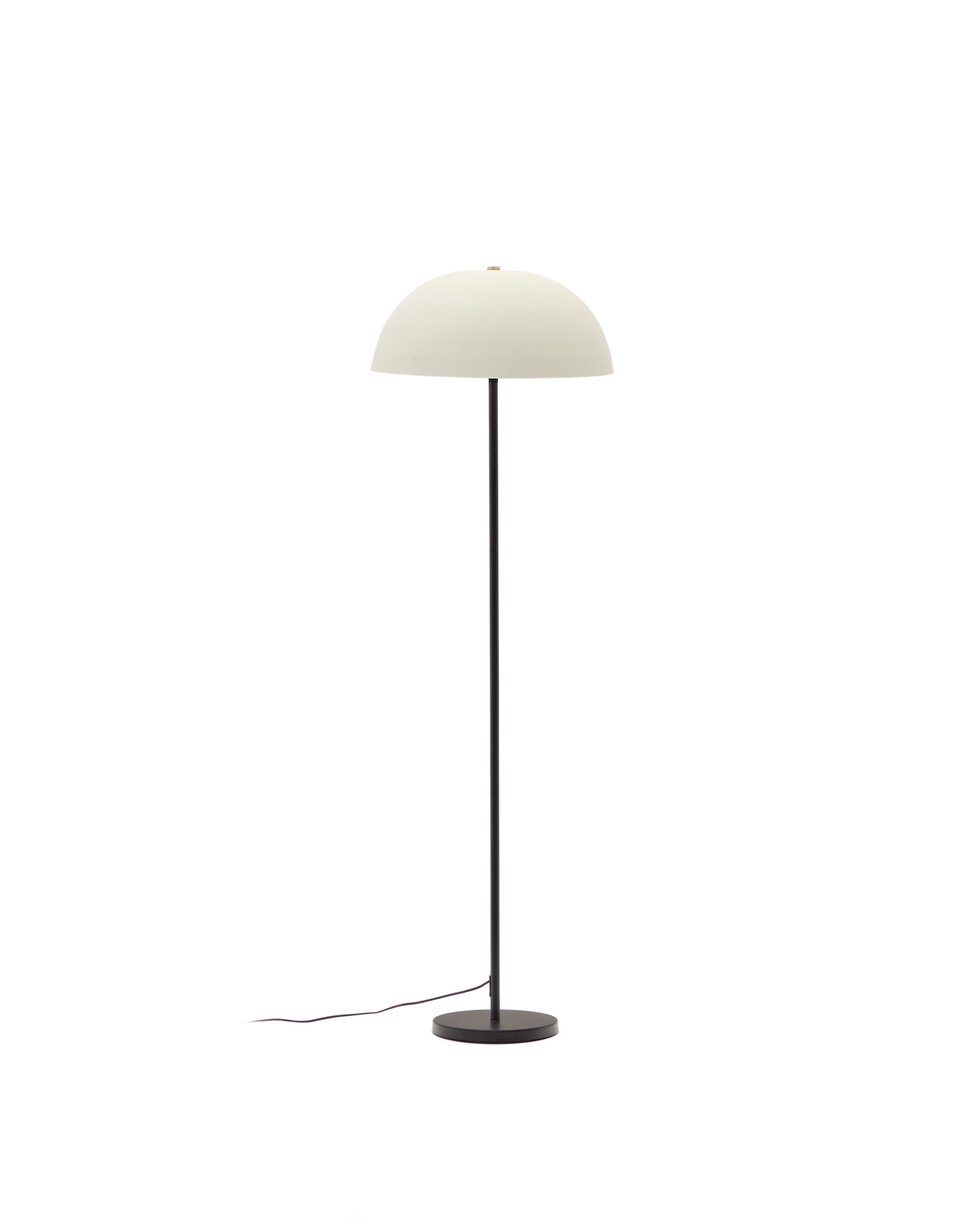 Nibla black metal floor lamp with white clay-effect shade - Product Image
