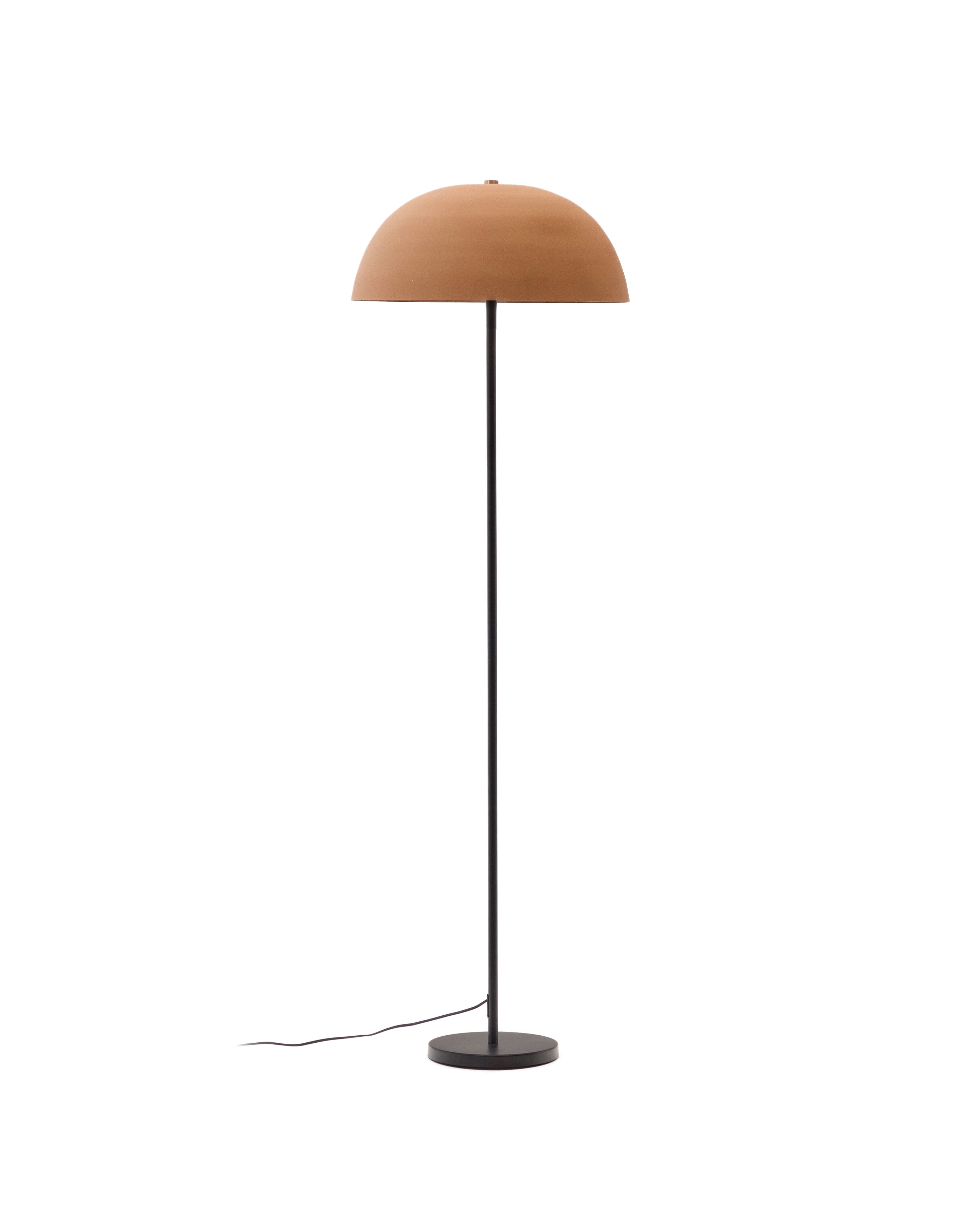 Nibla black metal floor lamp with terracotta effect shade - Product Image