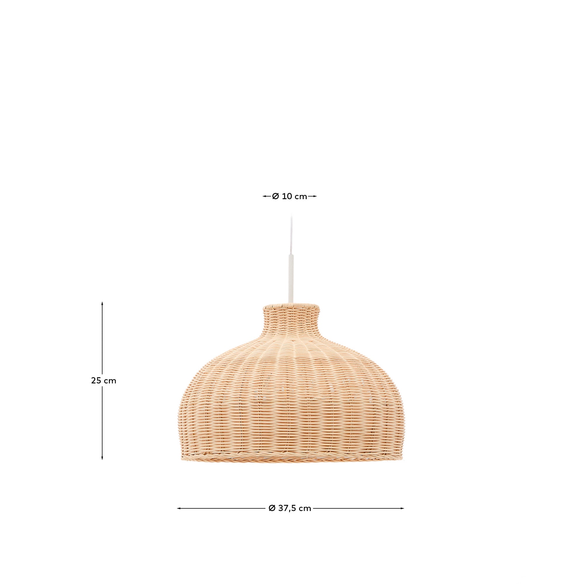 Ennia rattan lamp shade with light finish Ø38cm - Measurements