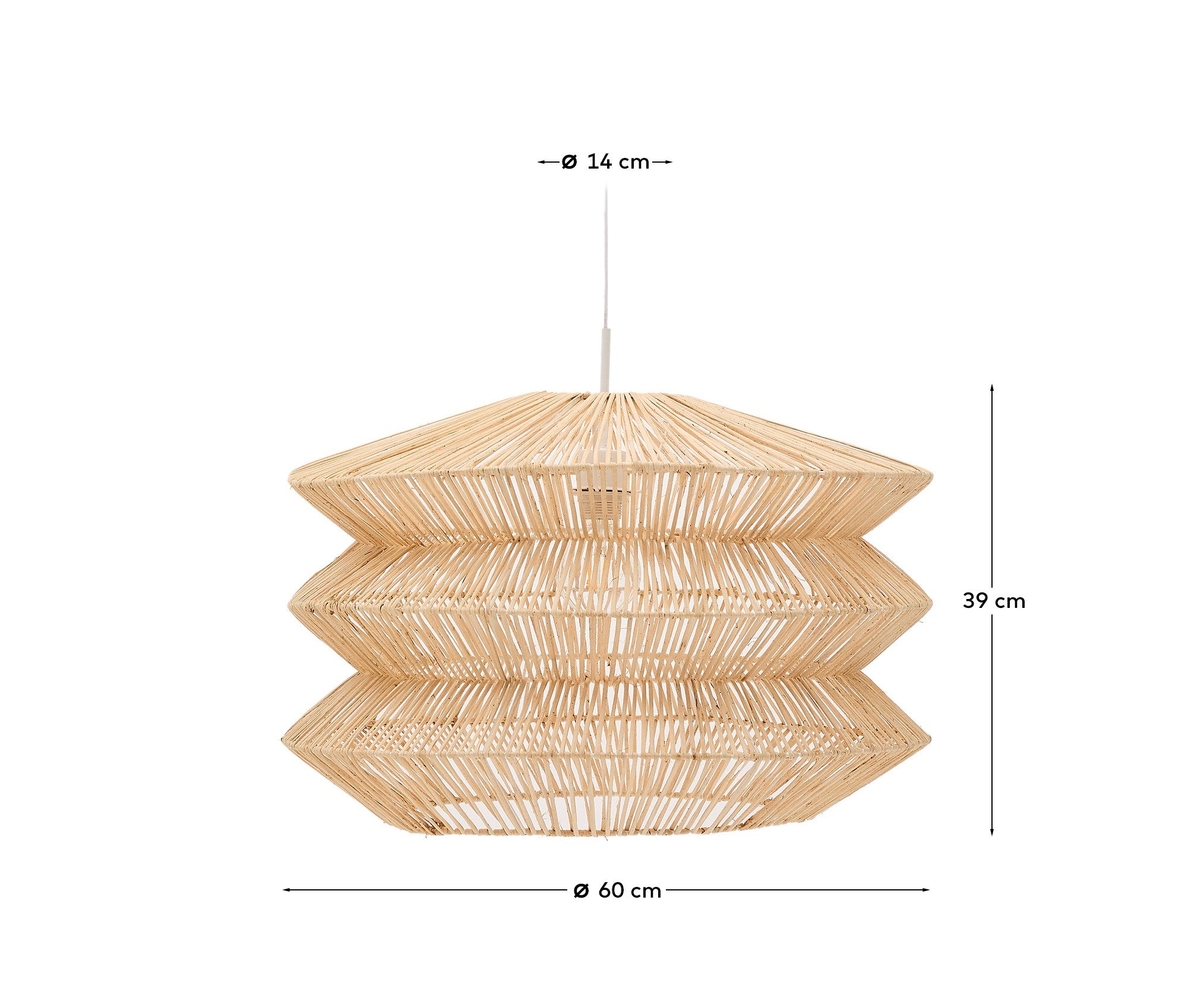 Dakit ceiling lamp shade in rattan with light finish 60 x 39cm - Measurements