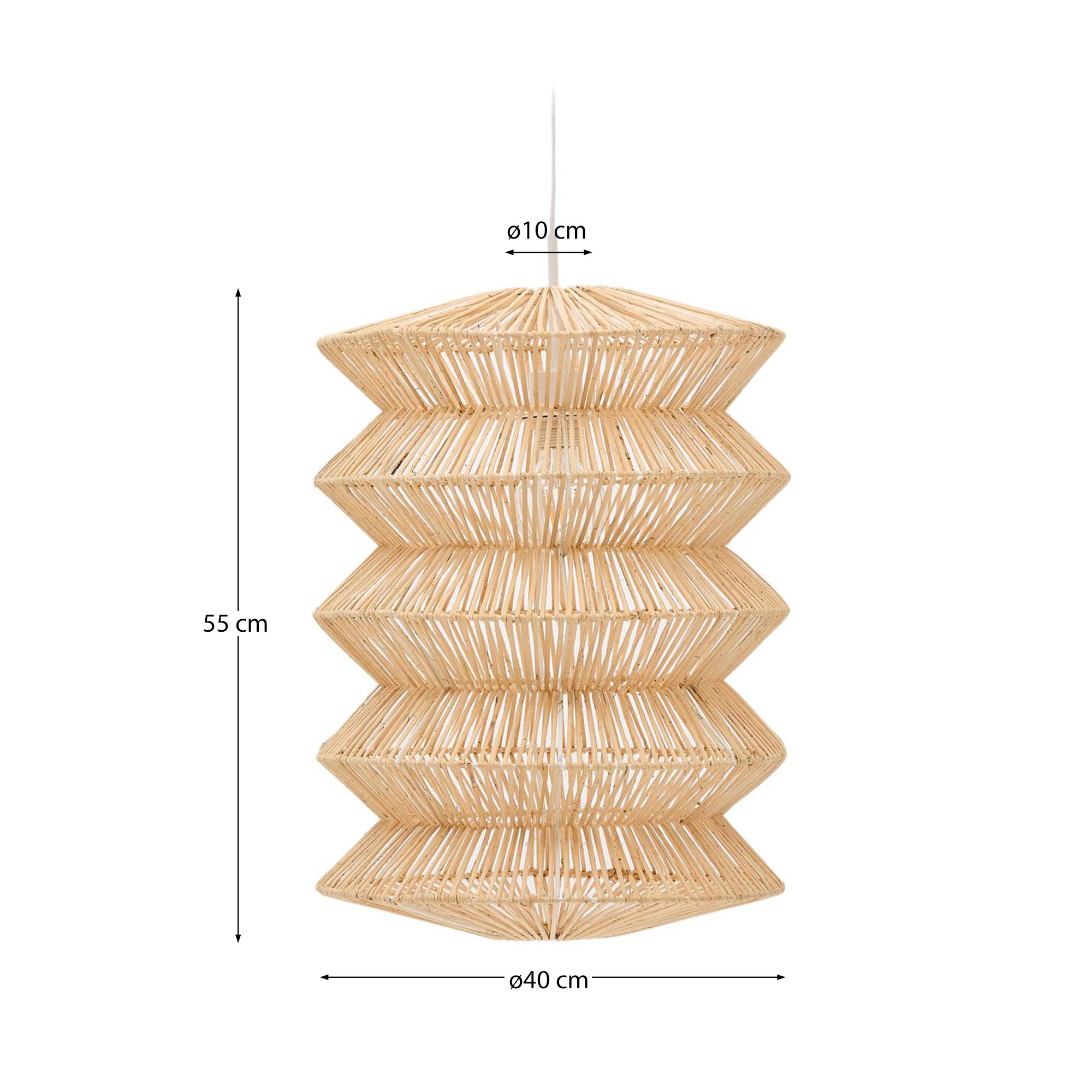 Dakit ceiling lamp shade in rattan with light finish 40 x 55cm - Measurements