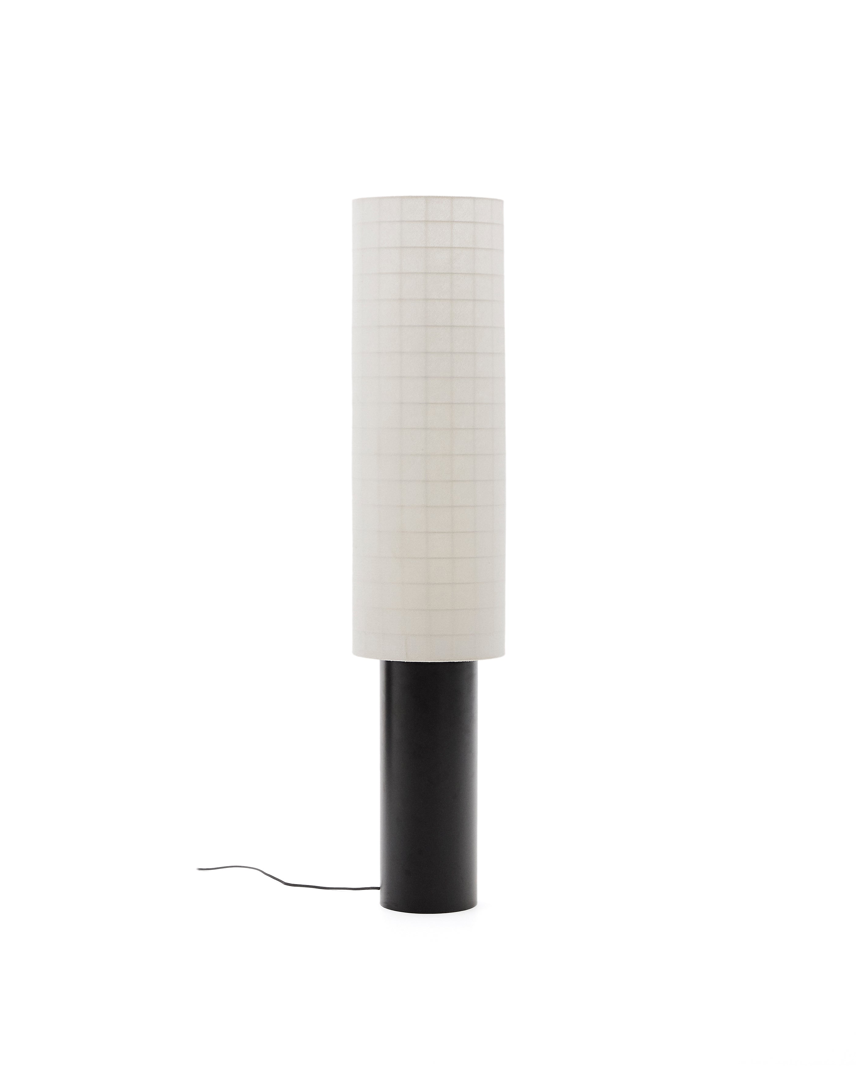 Dulan black metal floor lamp with cotton shade - Product Image