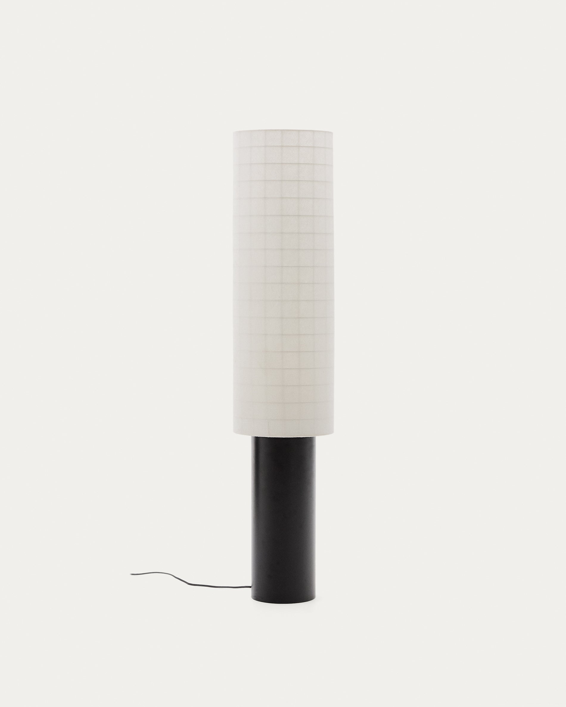 Dulan black metal floor lamp with cotton shade - Product View