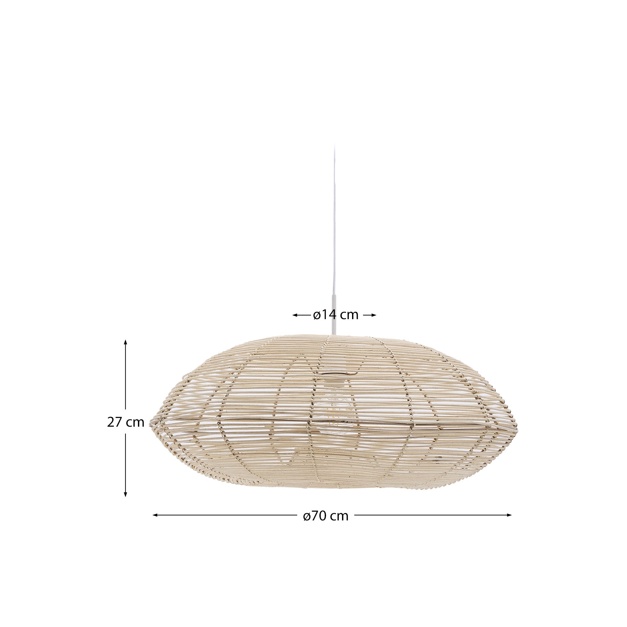 Flaro rattan ceiling lamp shade with light finish Ø70cm - Measurements