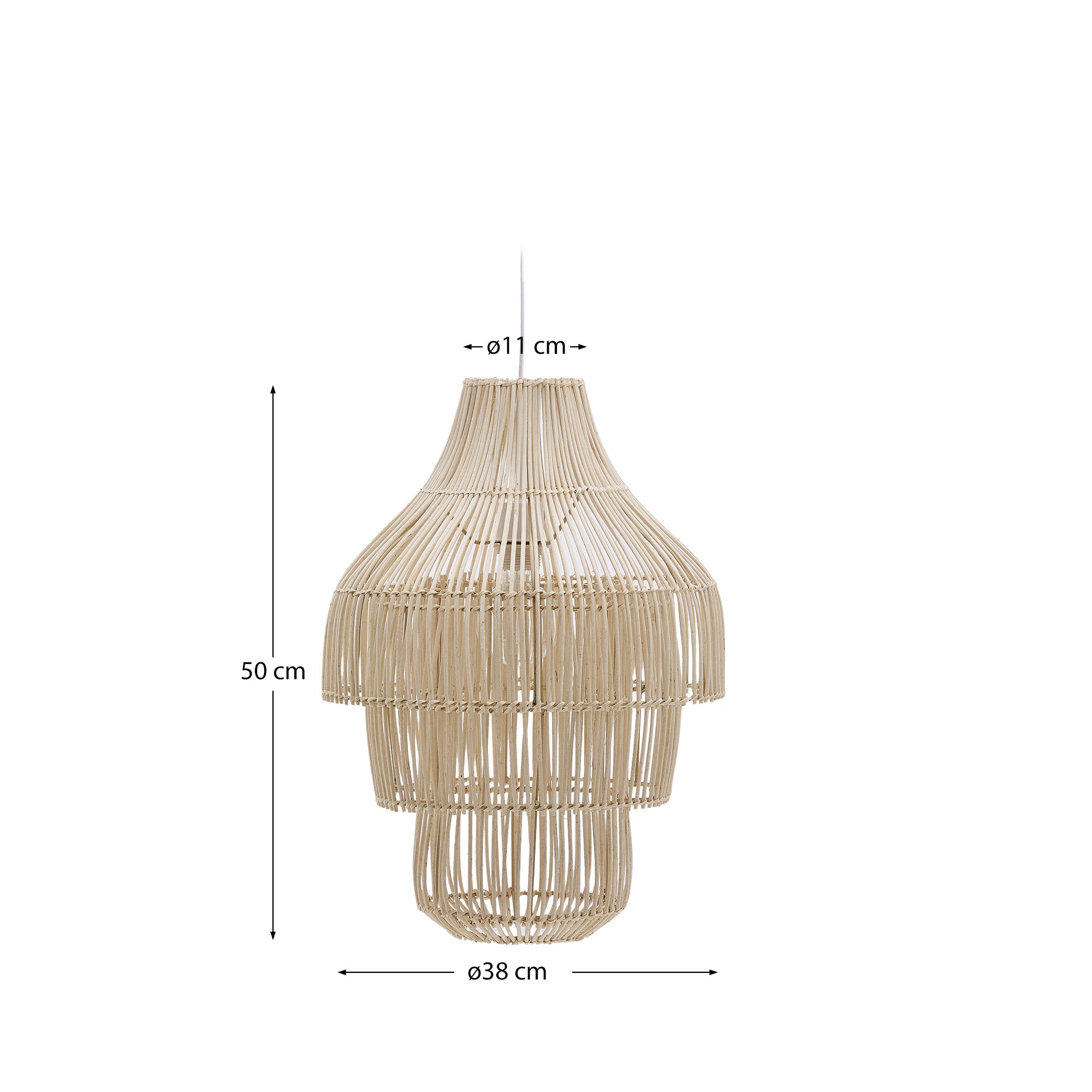 Janoa rattan ceiling lamp shade with light finish Ø38cm - Measurements