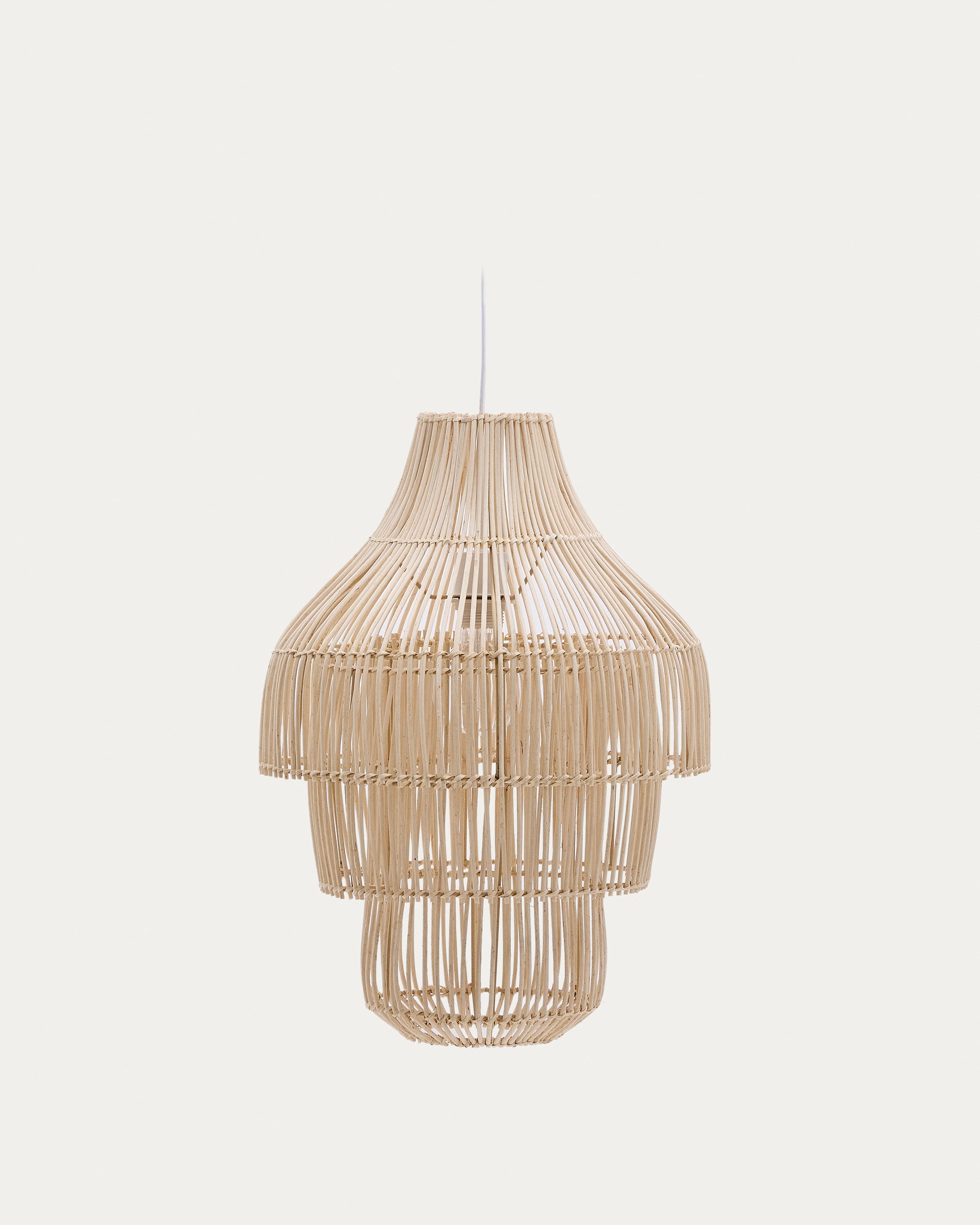 Janoa rattan ceiling lamp shade with light finish Ø38cm - Product View