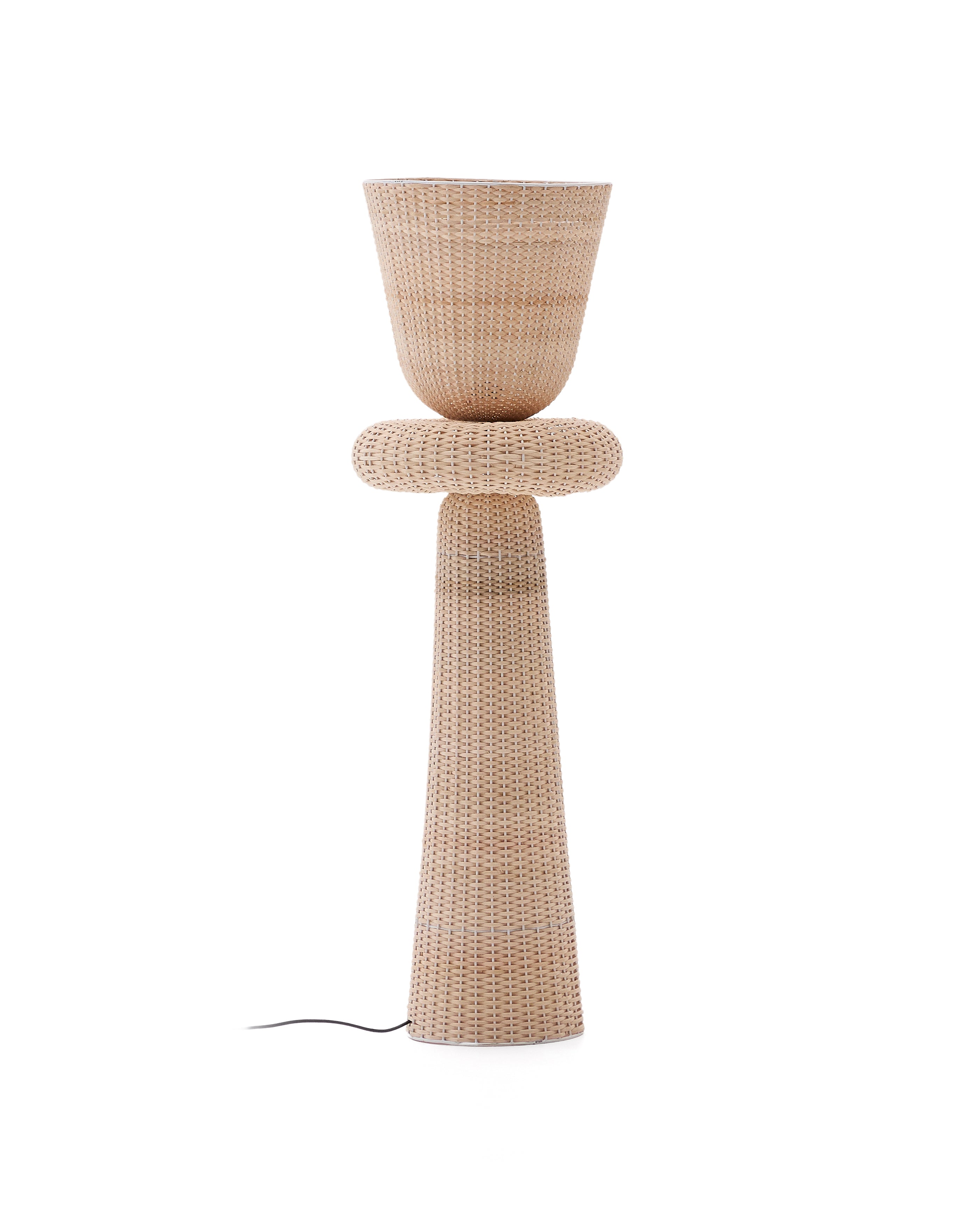 Neuda rattan floor lamp with light finish - Product Image
