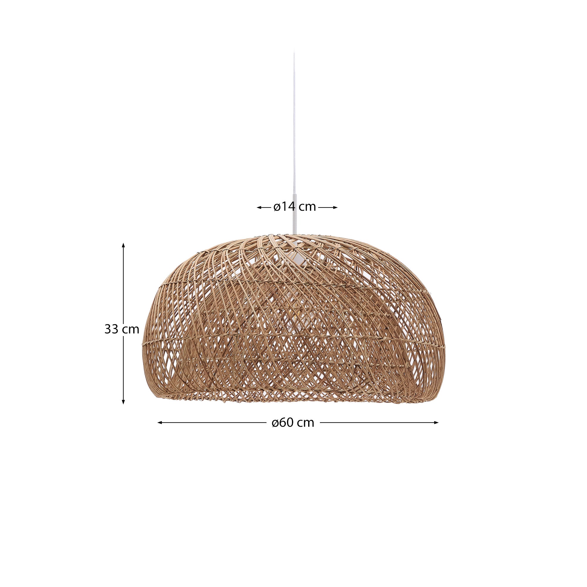 Isora rattan ceiling lamp shade with natural finish Ø60cm - Measurements