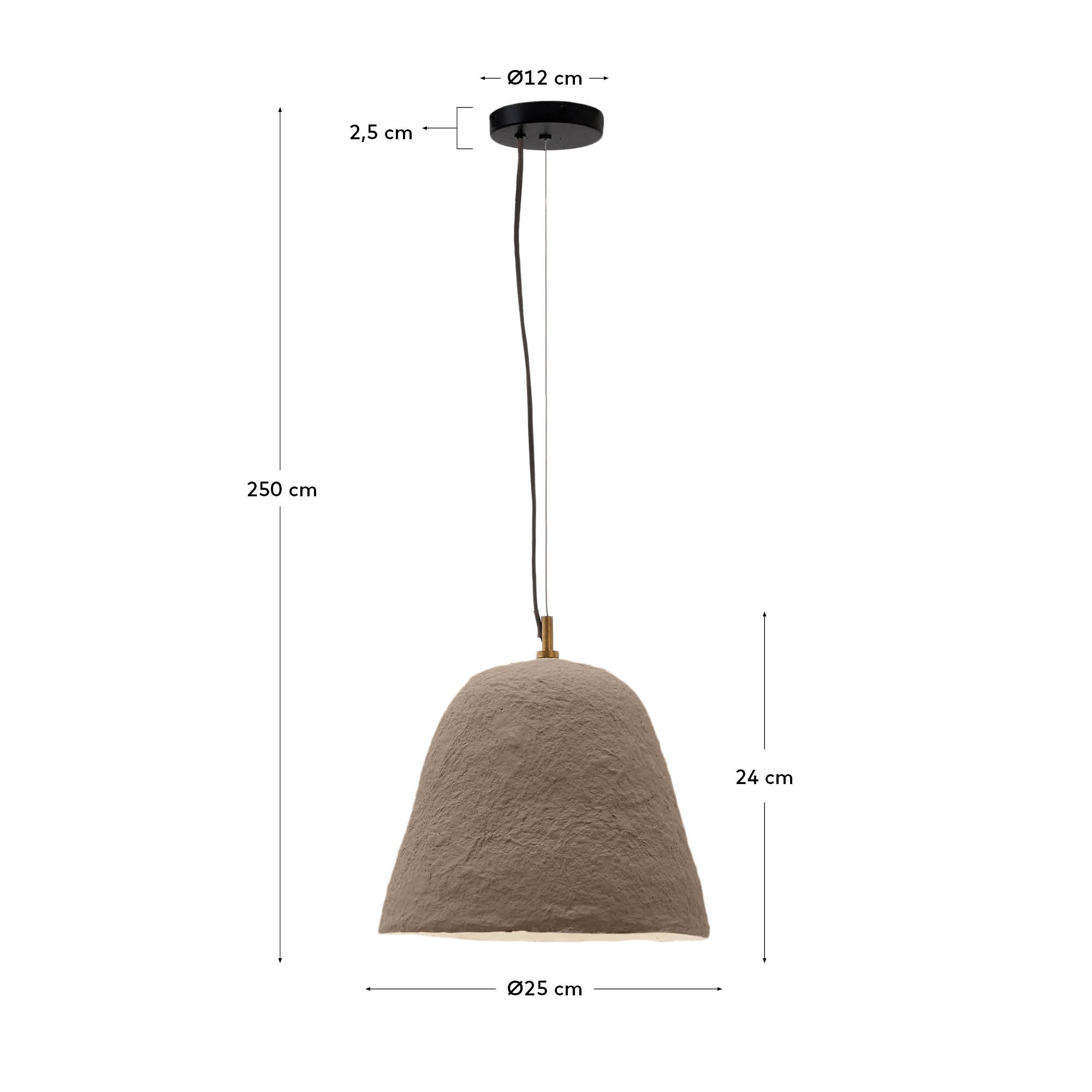Lisora ceiling lamp in brown papier-mâché Ø25cm - Measurements