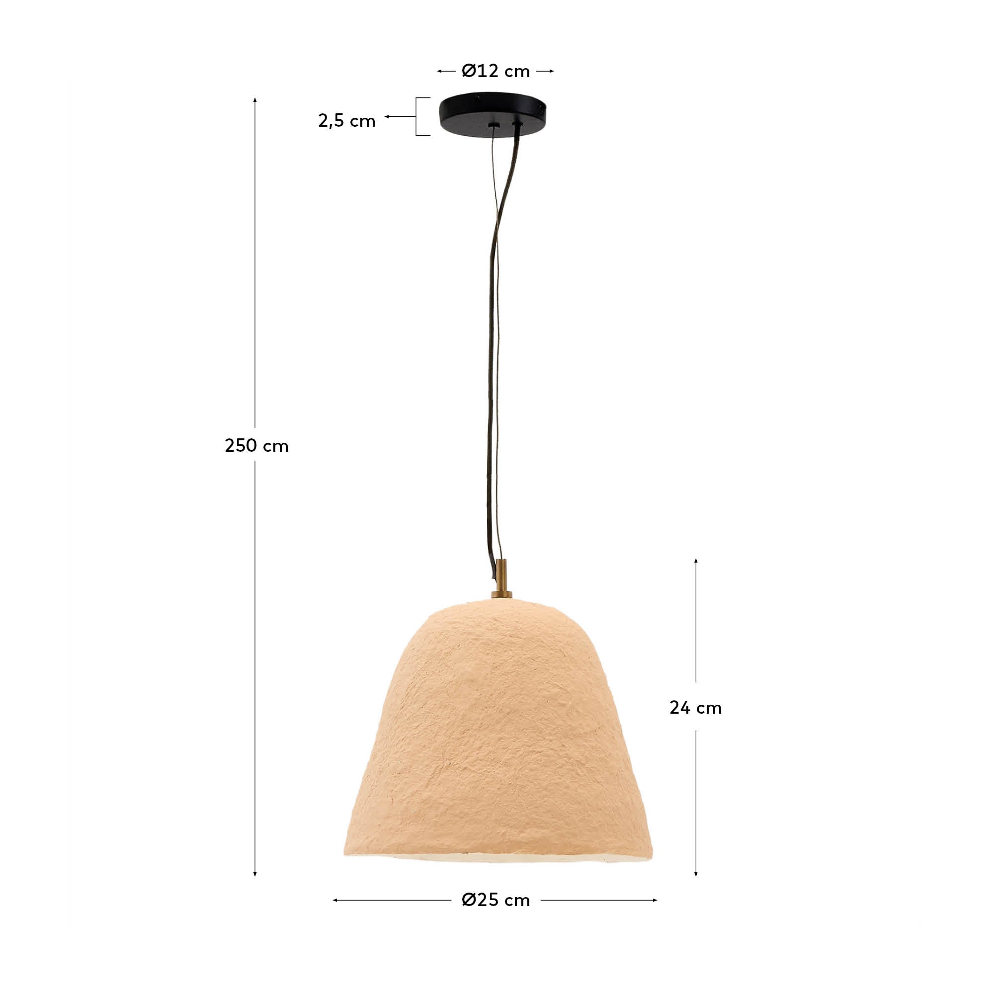 Lisora ceiling lamp in beige papier-mâché Ø25cm - Measurements