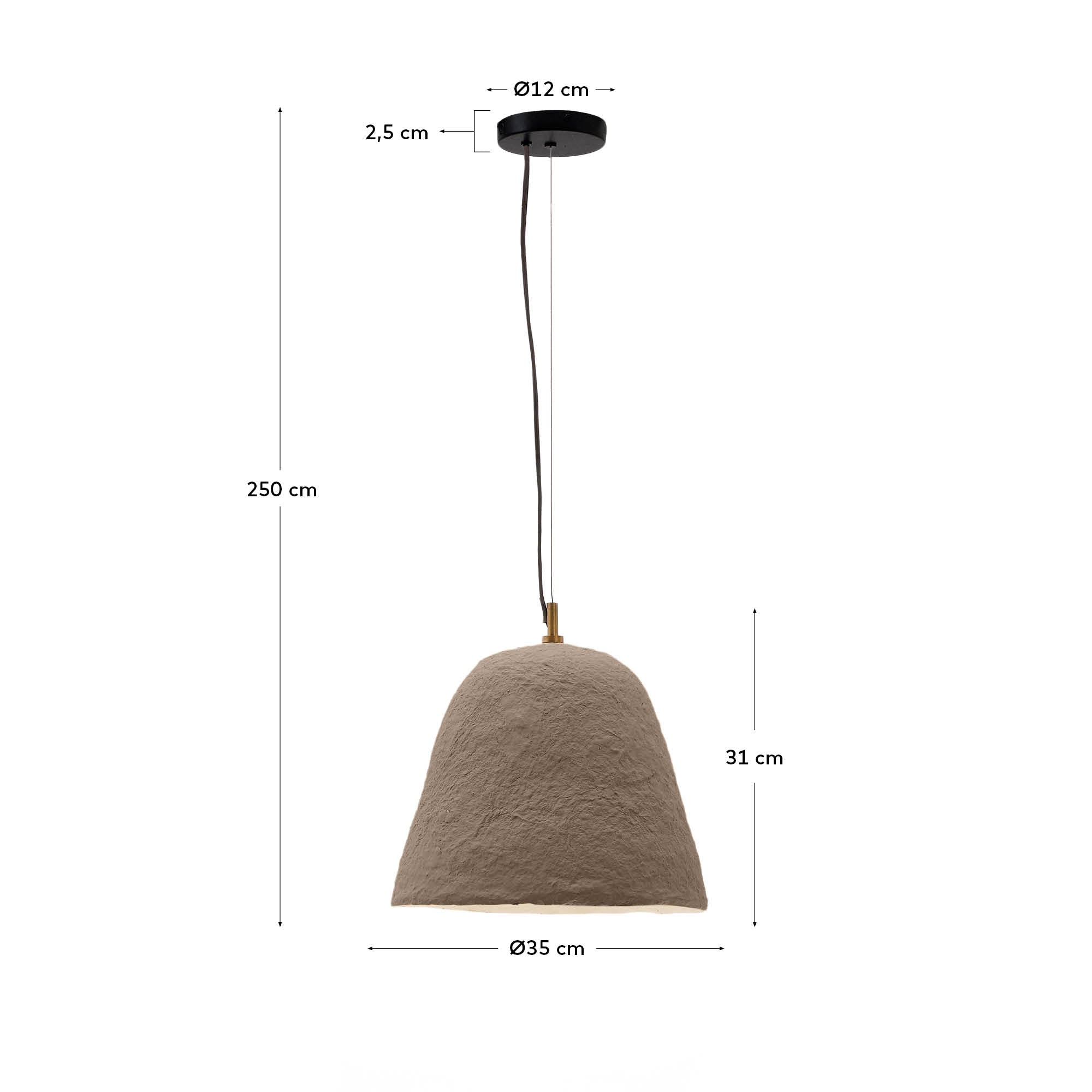 Lisora ceiling lamp in brown papier-mâché Ø35cm - Measurements