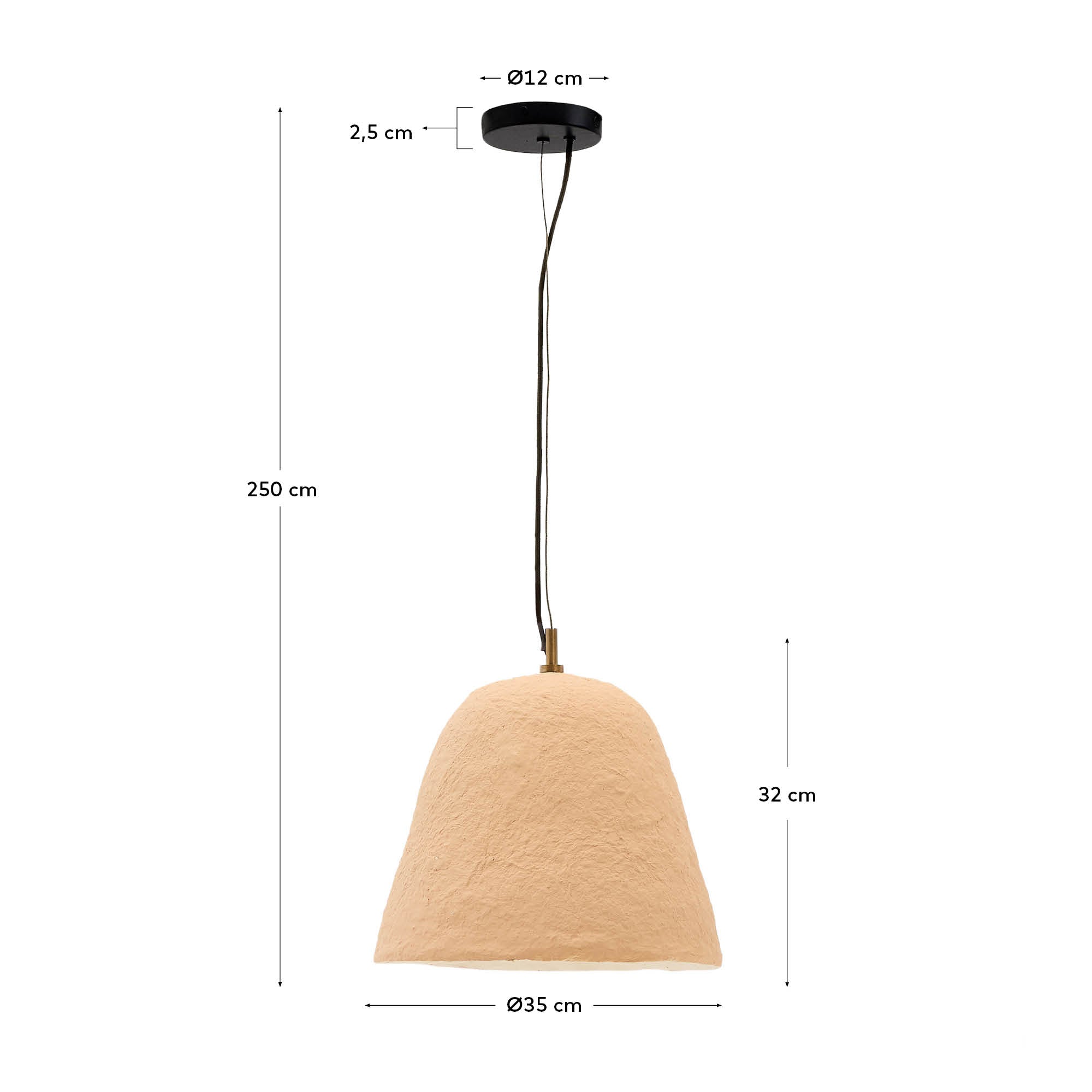 Lisora ceiling lamp in beige papier-mâché Ø35cm - Measurements
