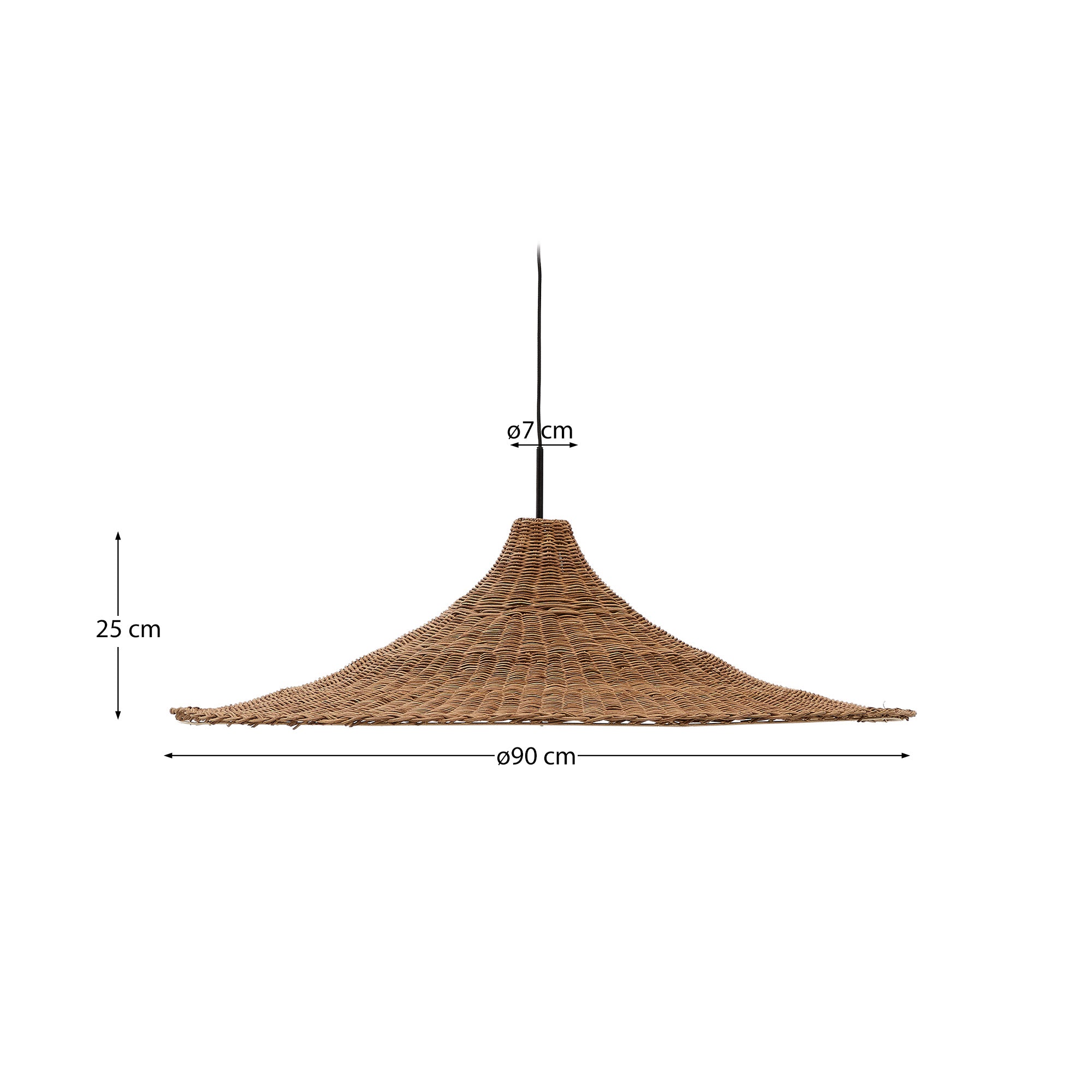 Bladia rattan ceiling lamp shade with natural finish Ø90cm - Measurements