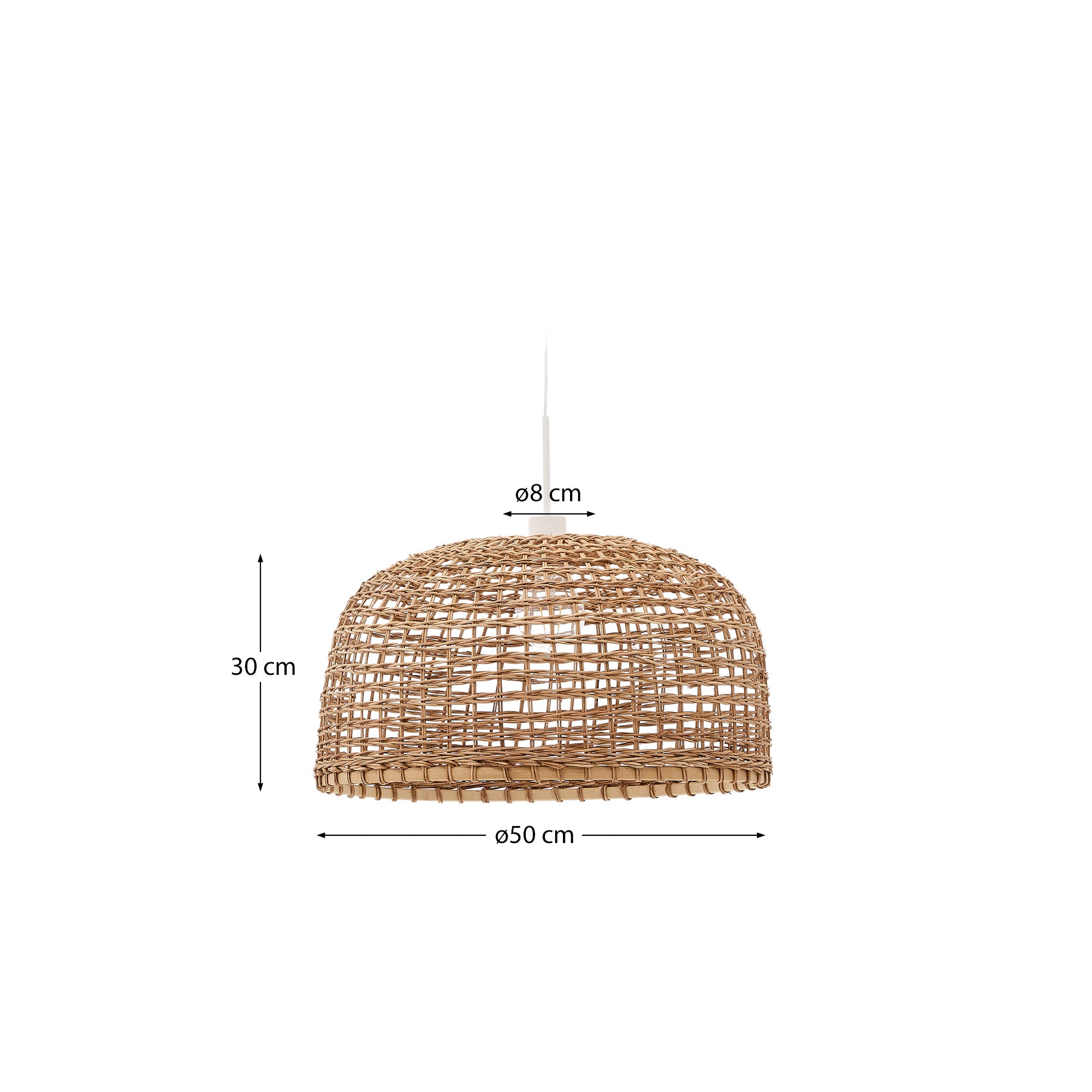 Dakira ceiling lamp shade in rattan with natural finish Ø52cm - Measurements