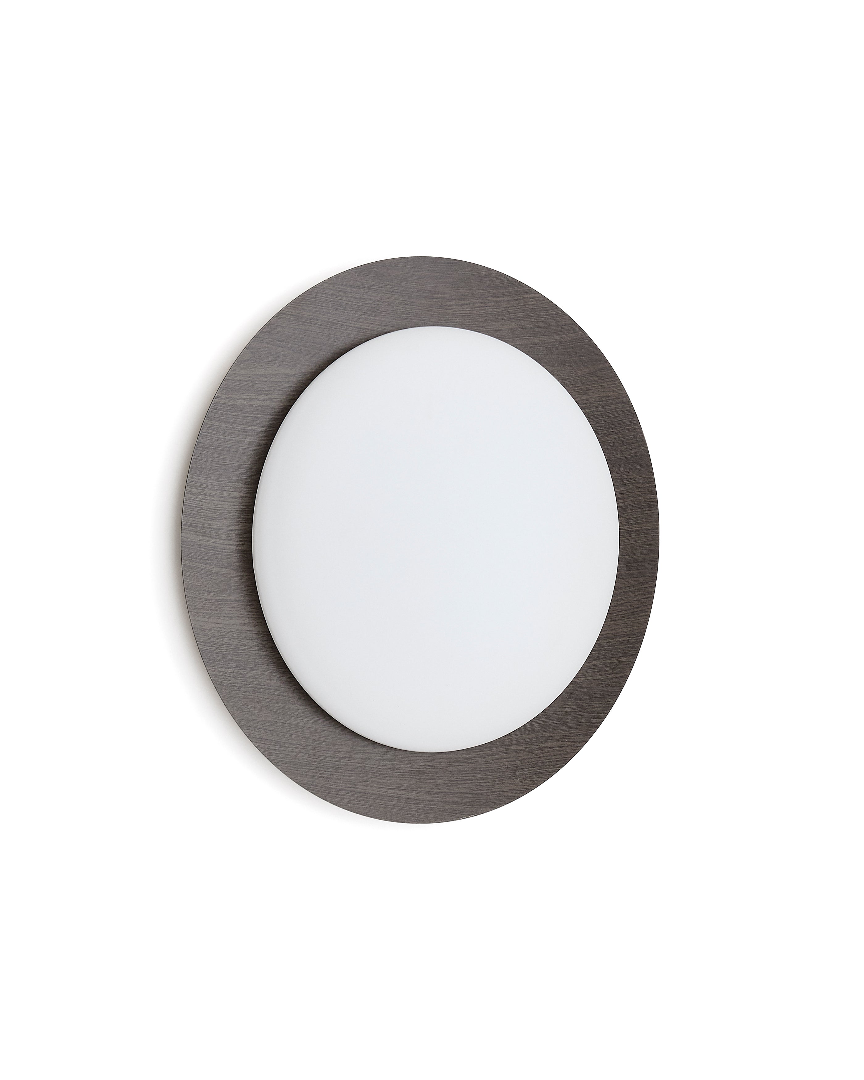 Novae ceiling lamp in dark wood-effect brushed steel and frosted glass Ø 40 cm - Product Image