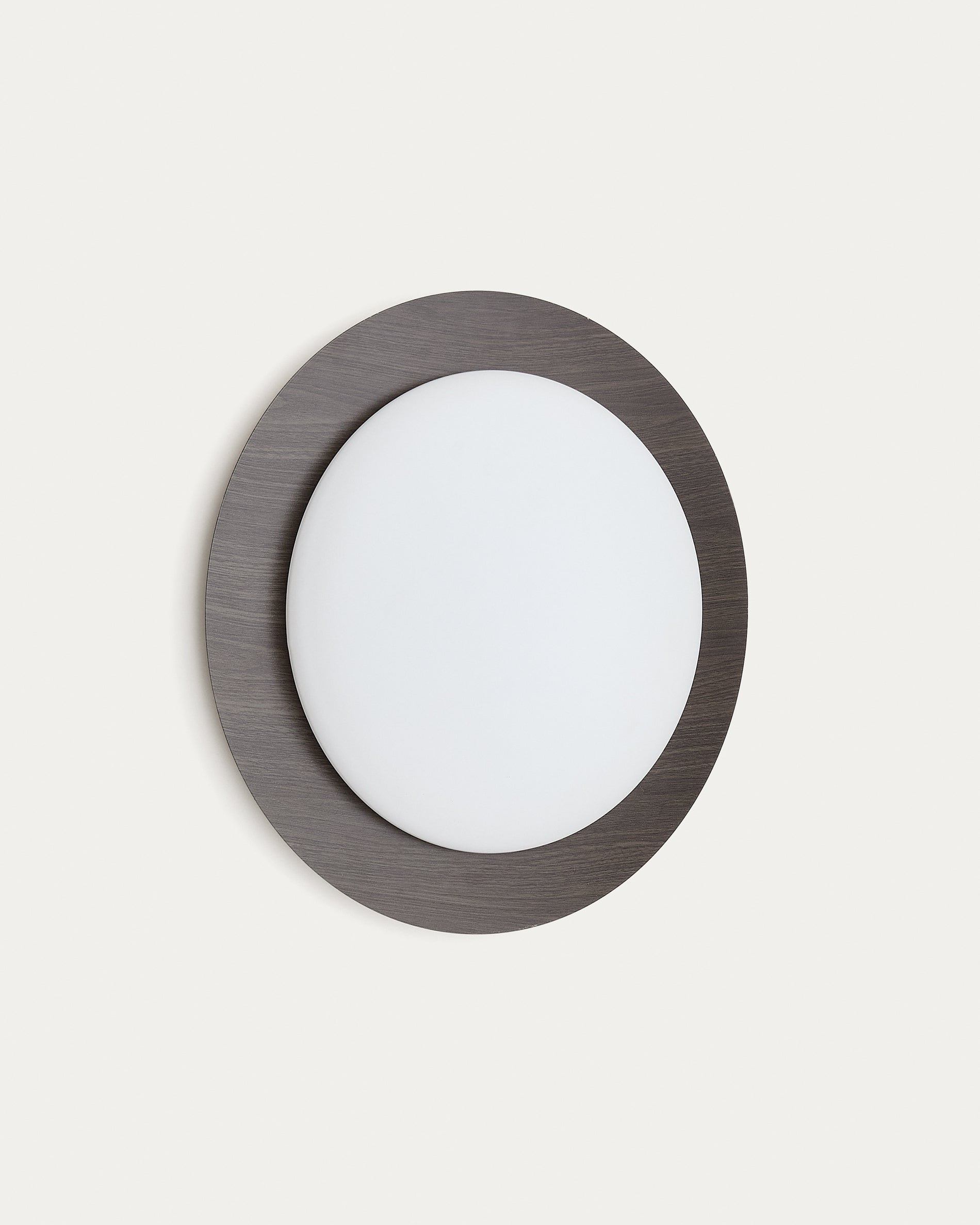 Novae ceiling lamp in dark wood-effect brushed steel and frosted glass Ø 40 cm - Product View