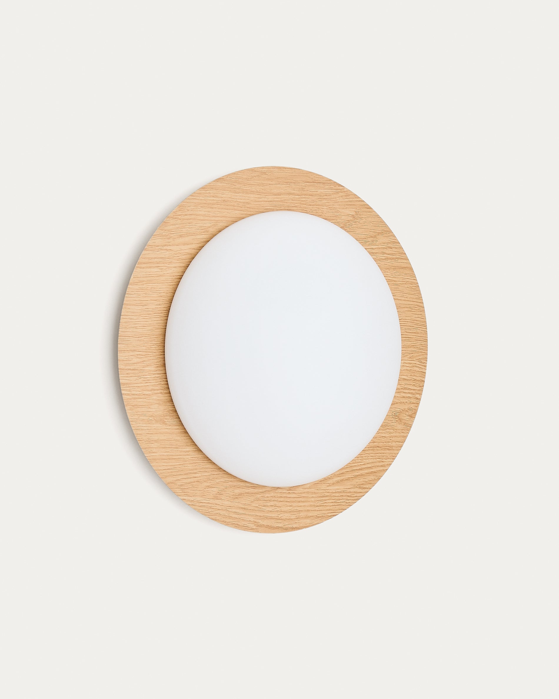 Novae ceiling lamp in light wood-effect brushed steel and frosted glass Ø 40 cm - Product View