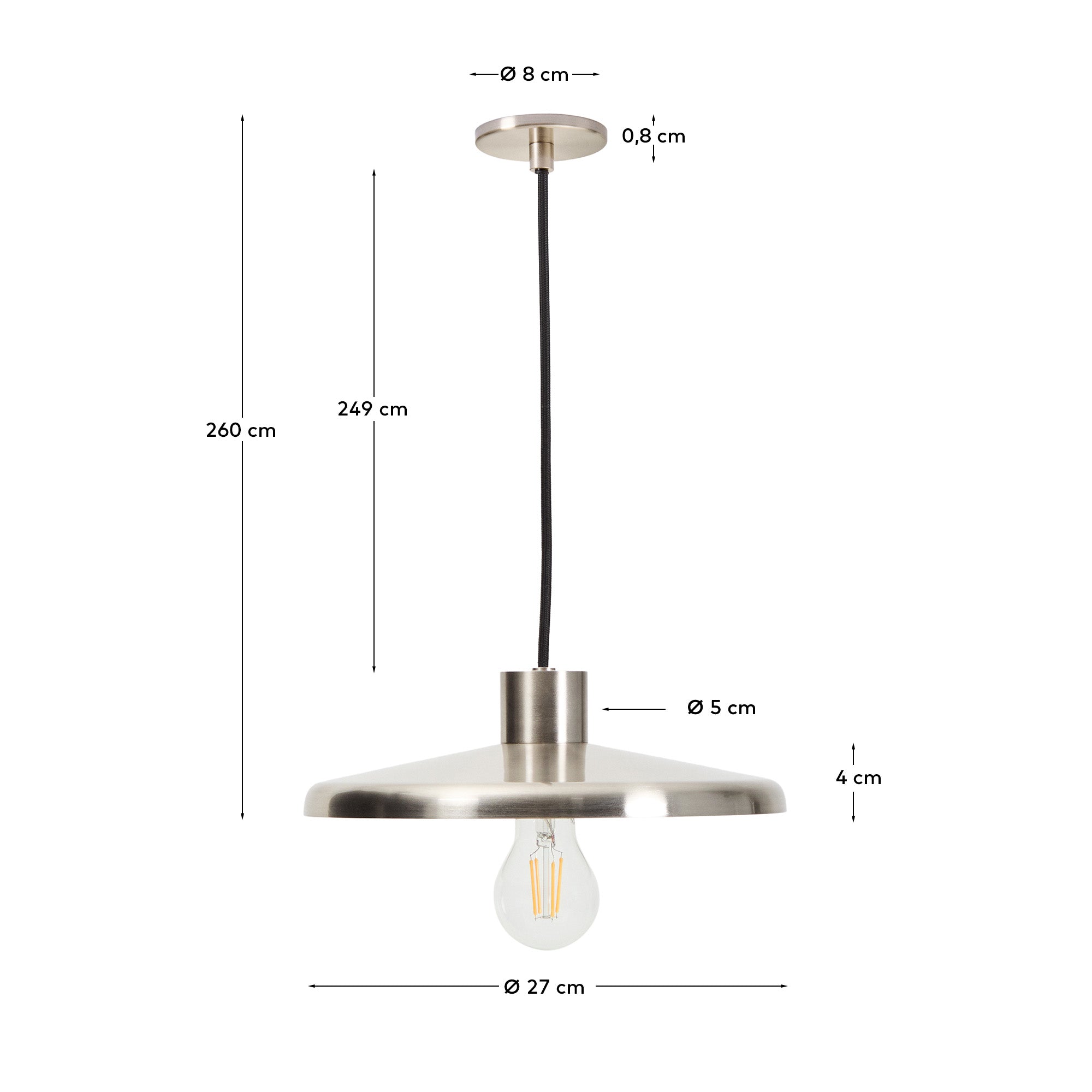 Nuvira ceiling lamp in light grey brushed metal - Measurements