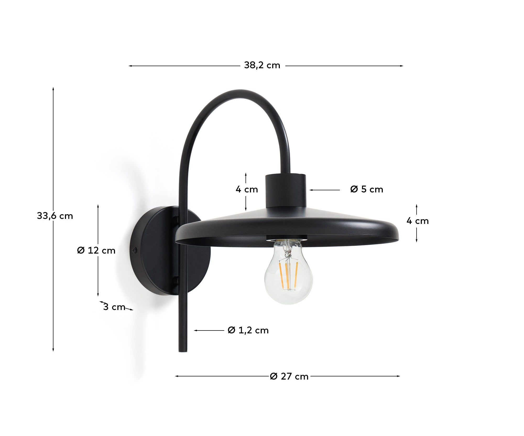 Nuvira wall light in black satin metal - Measurements
