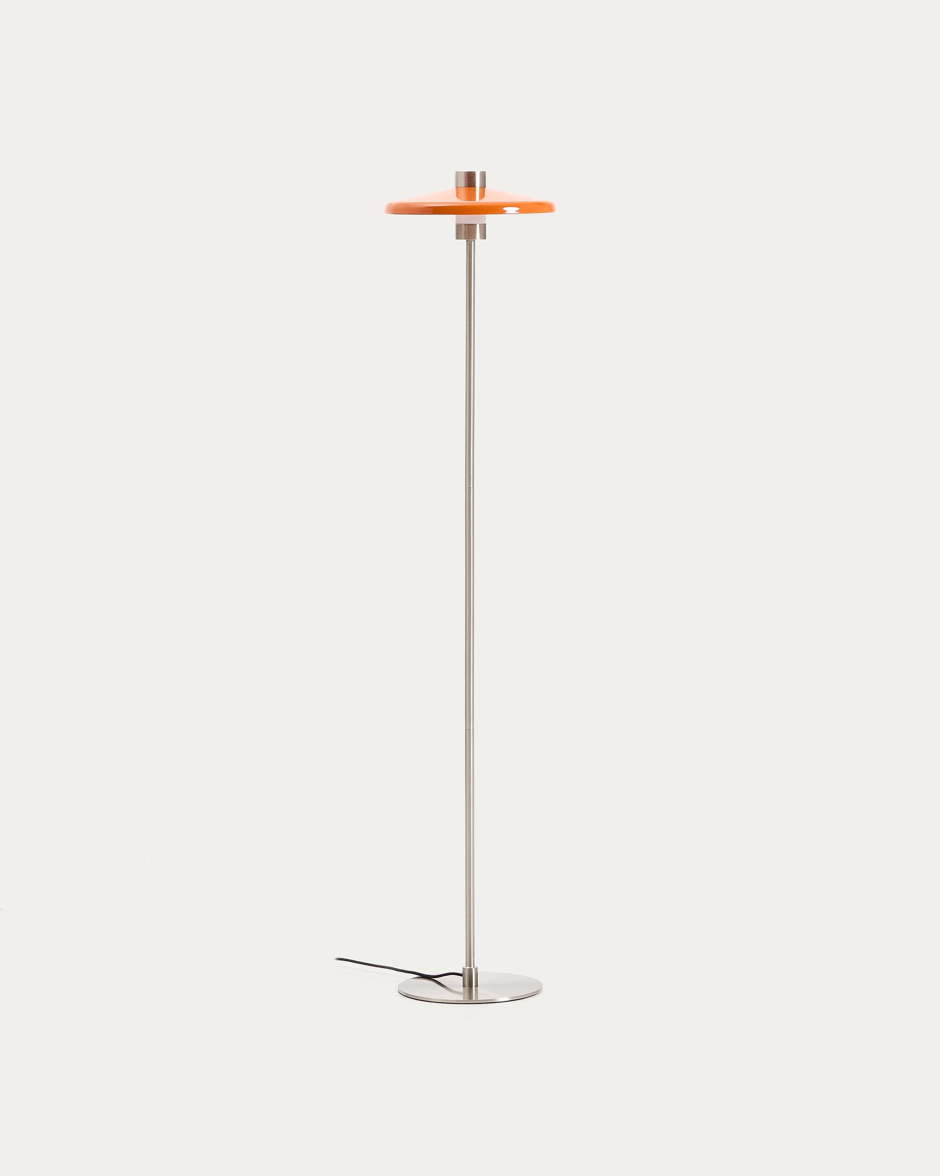 Nuvira floor lamp in light grey brushed metal and orange lampshade - Product View