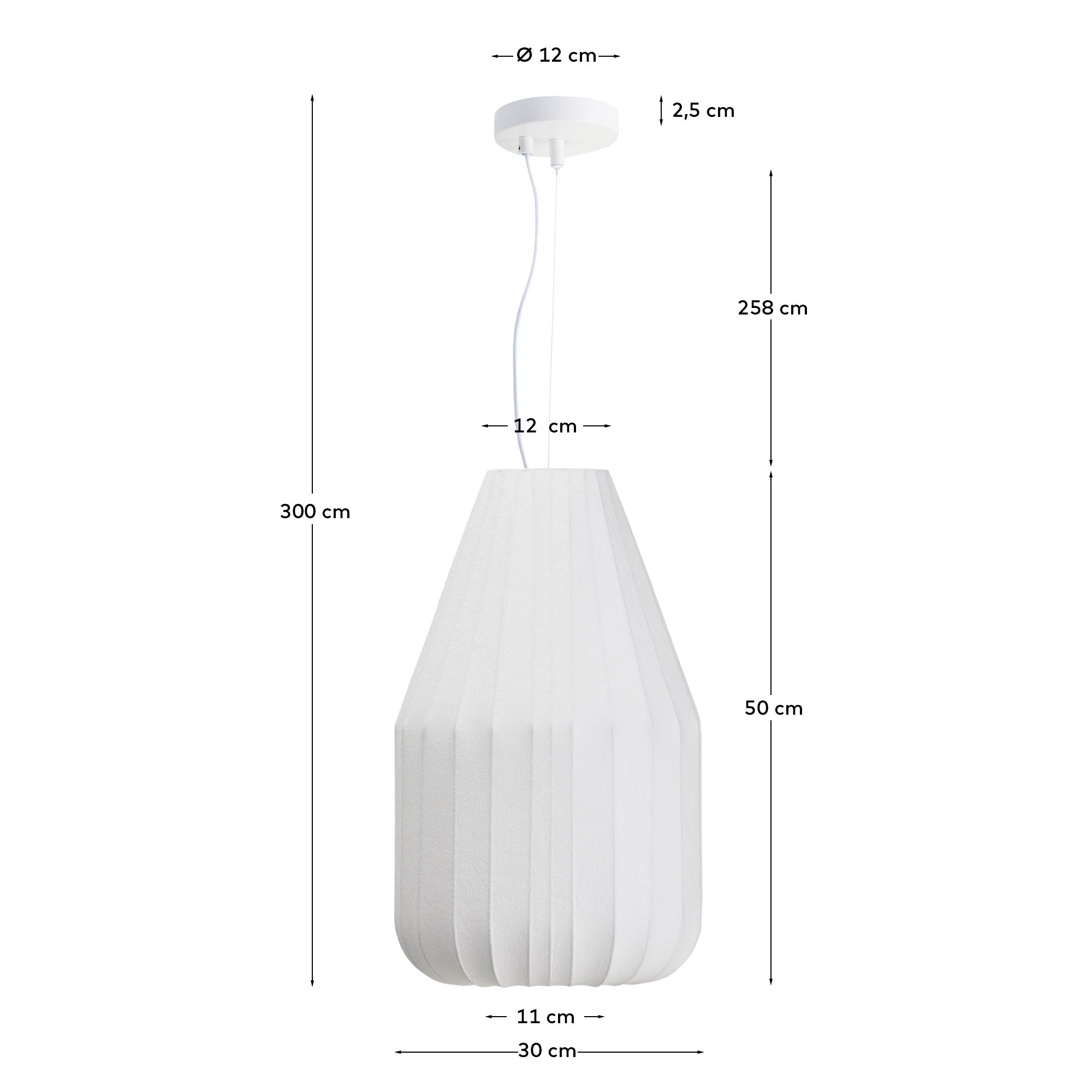 Somar ceiling lamp made with synthetic fibres and steel rods Ø30cm - Measurements