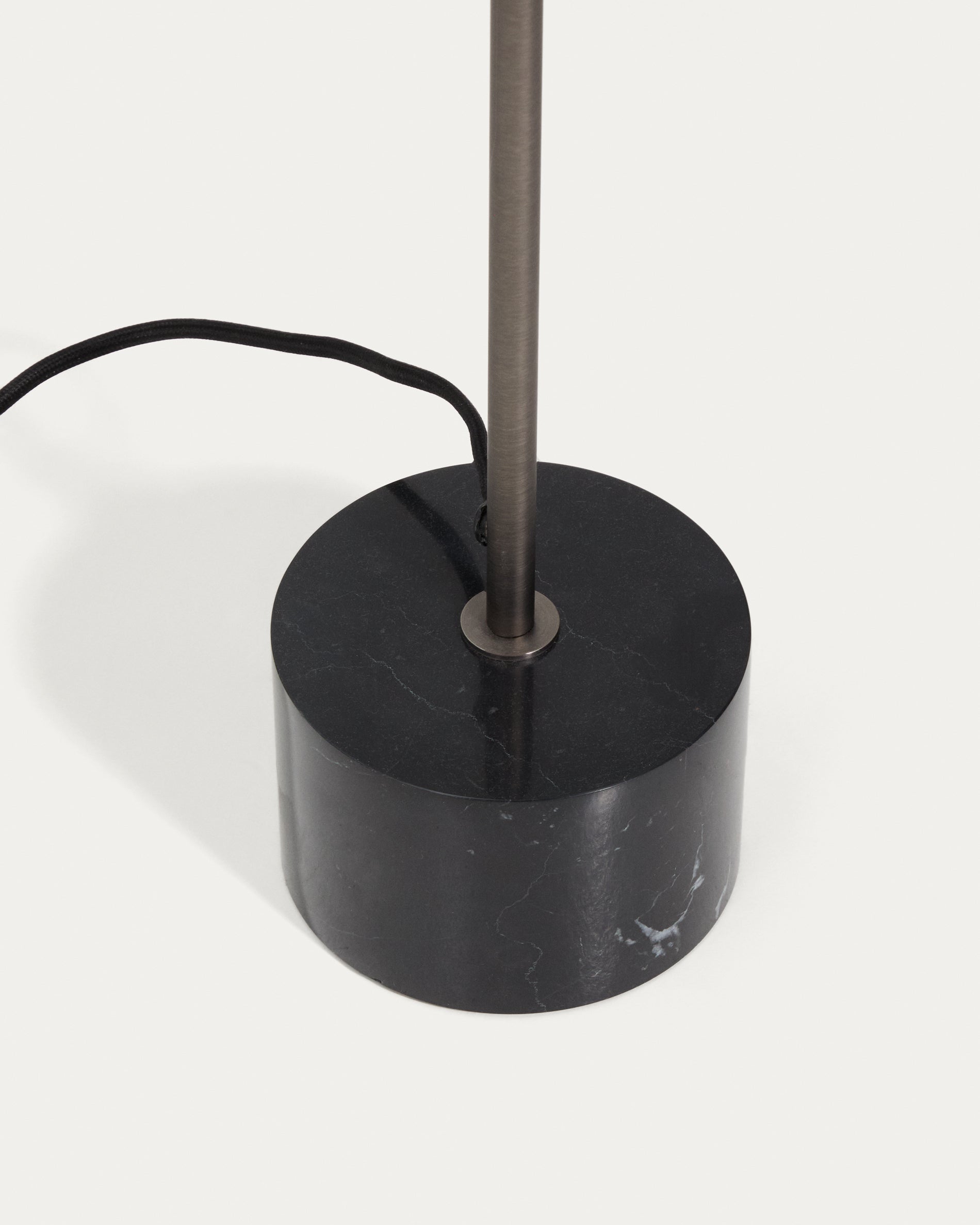 Lynor brushed metal floor lamp with black marble base - Detail
