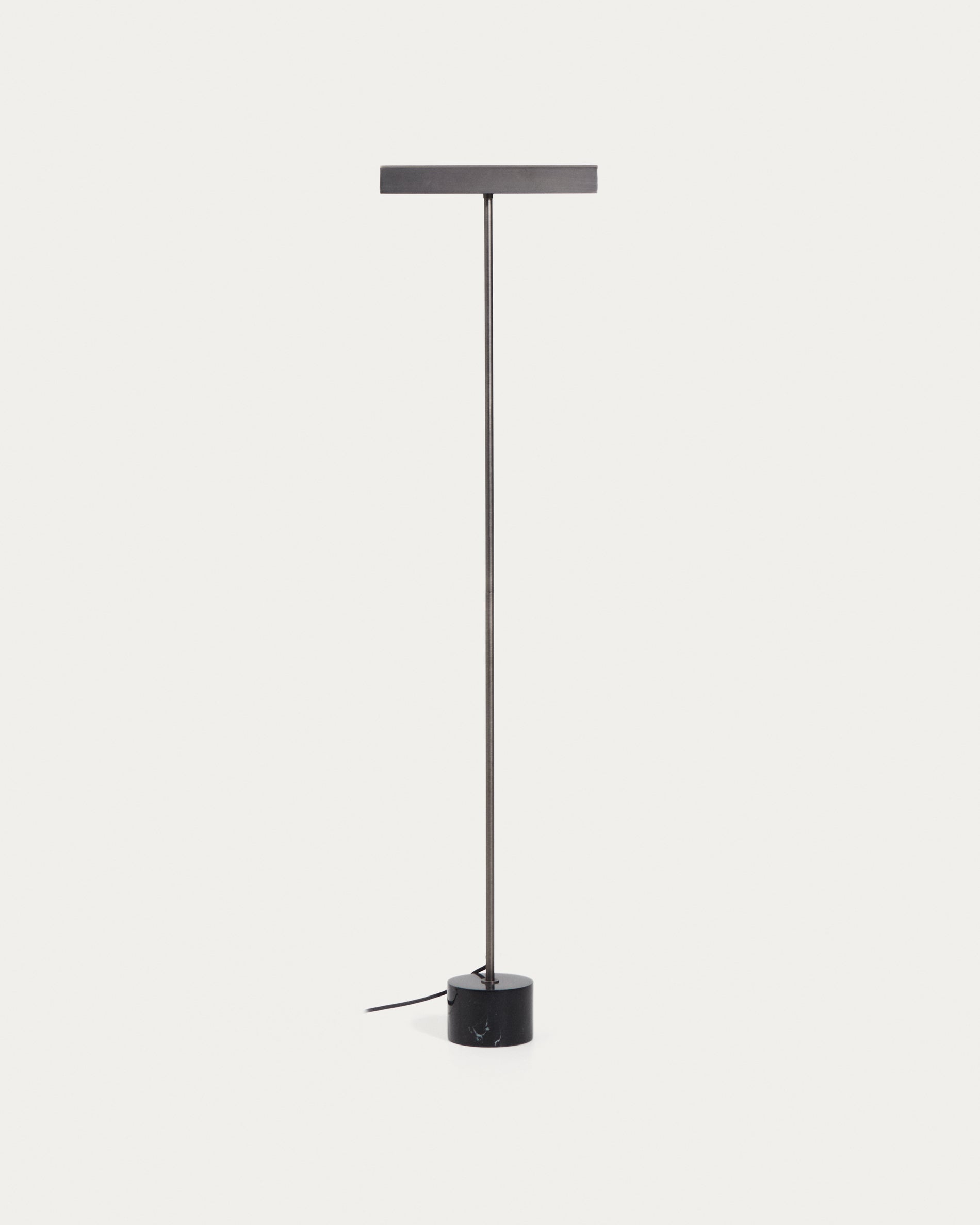 Lynor brushed metal floor lamp with black marble base - Product View