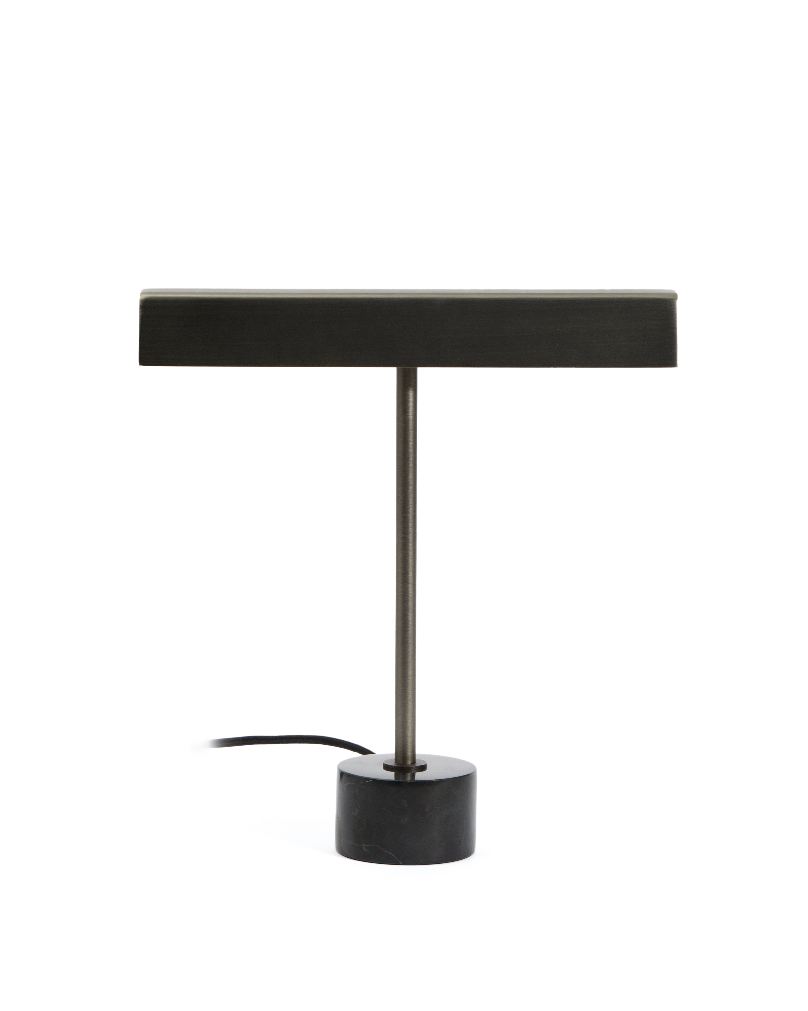 Lynor brushed metal table lamp with black marble base - Product Image